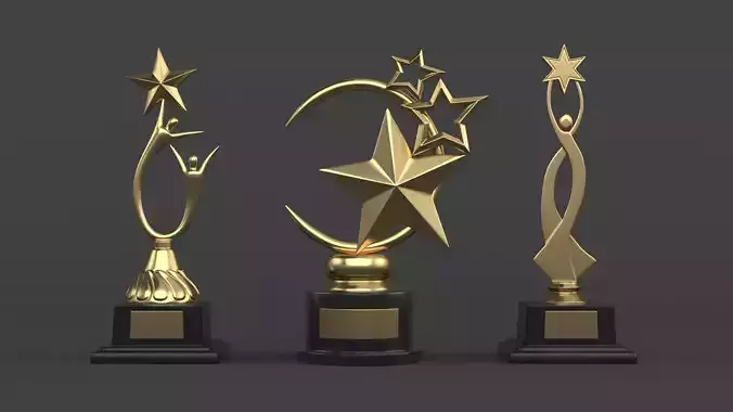 Gold Trophy Cups 3D model