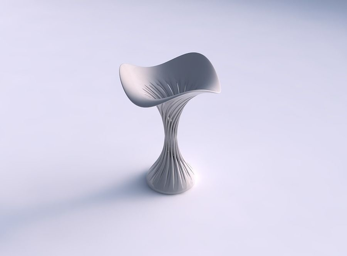 Vase hourglass twisted with muscle structure streched and wavy top