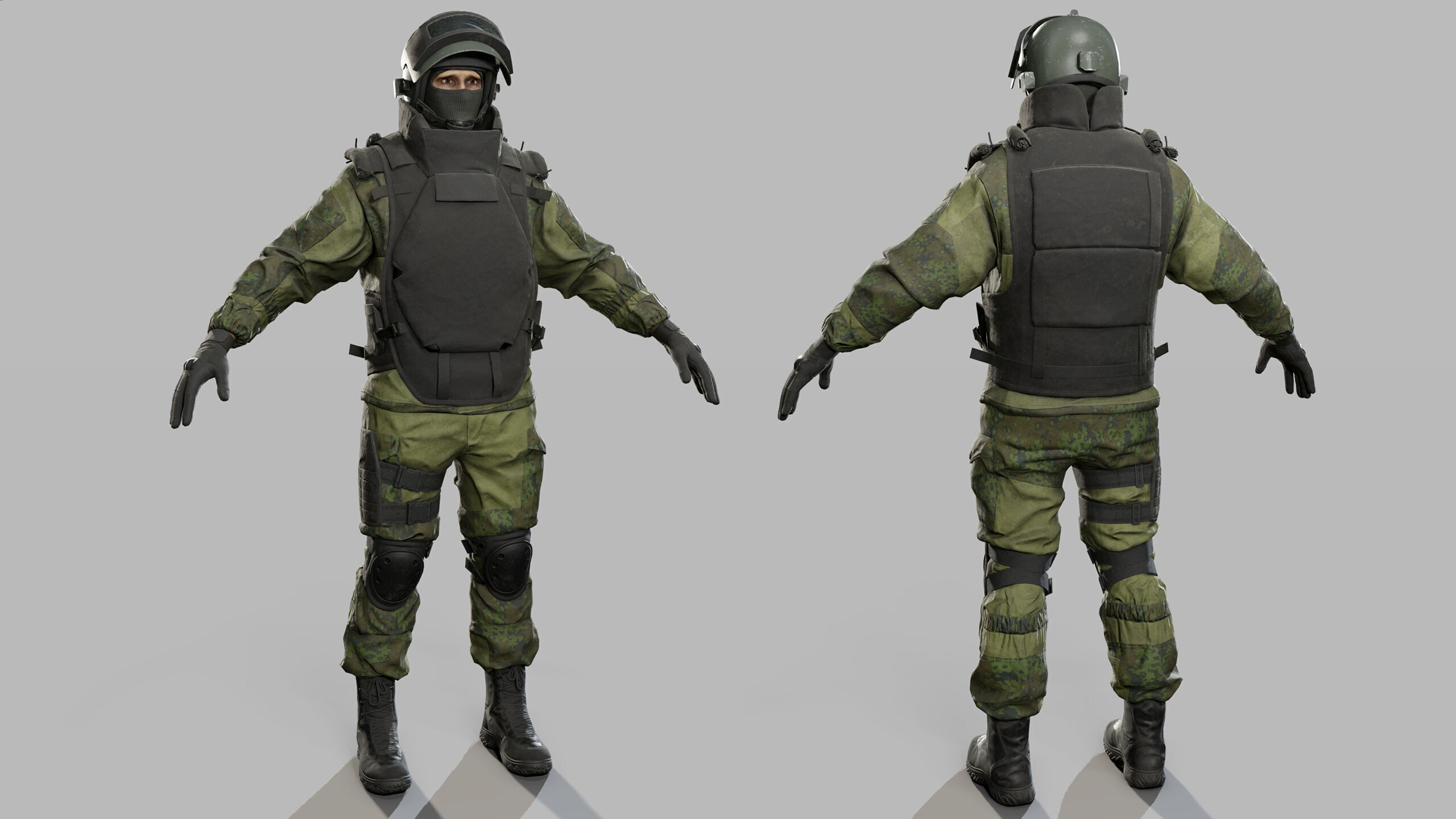 Modern Russian Soldier Low-poly 3D model_36