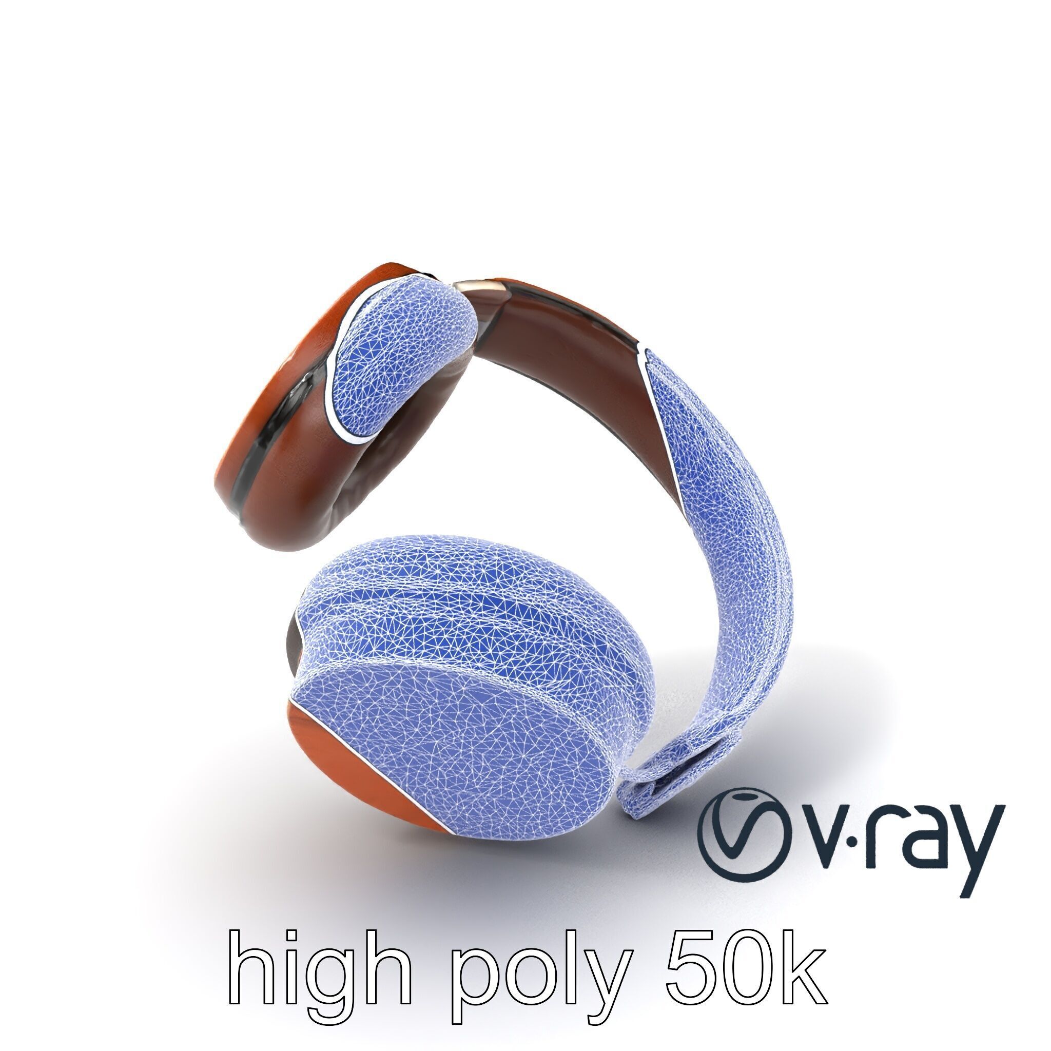 Artisan Crafted Wooden Headphones model pack Low-poly 3D model_8