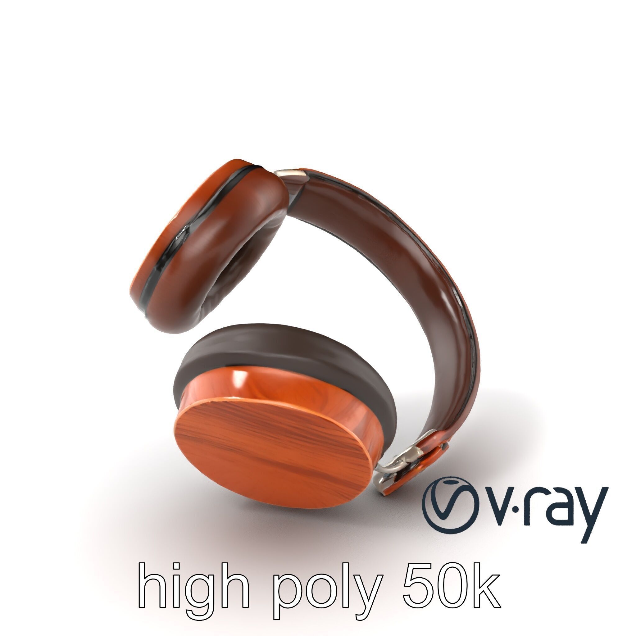 Artisan Crafted Wooden Headphones model pack Low-poly 3D model_5