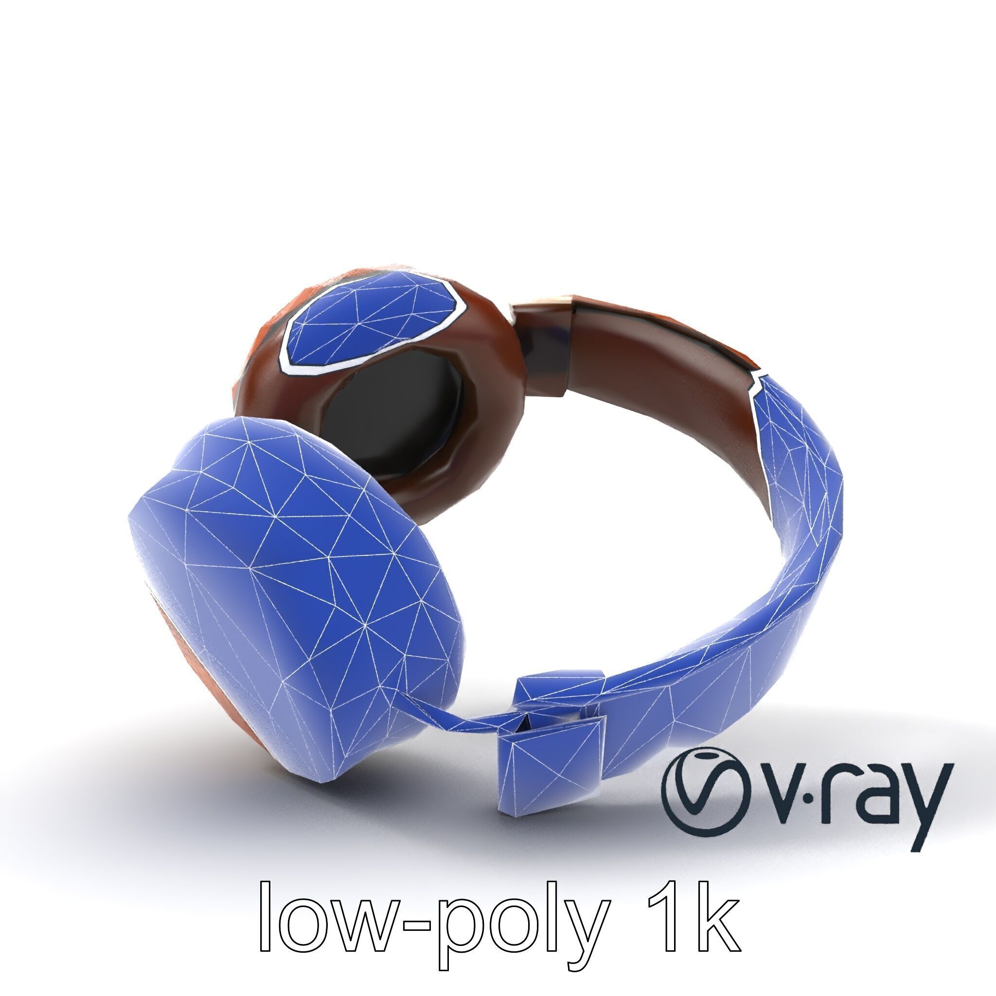 Artisan Crafted Wooden Headphones model pack Low-poly 3D model_26