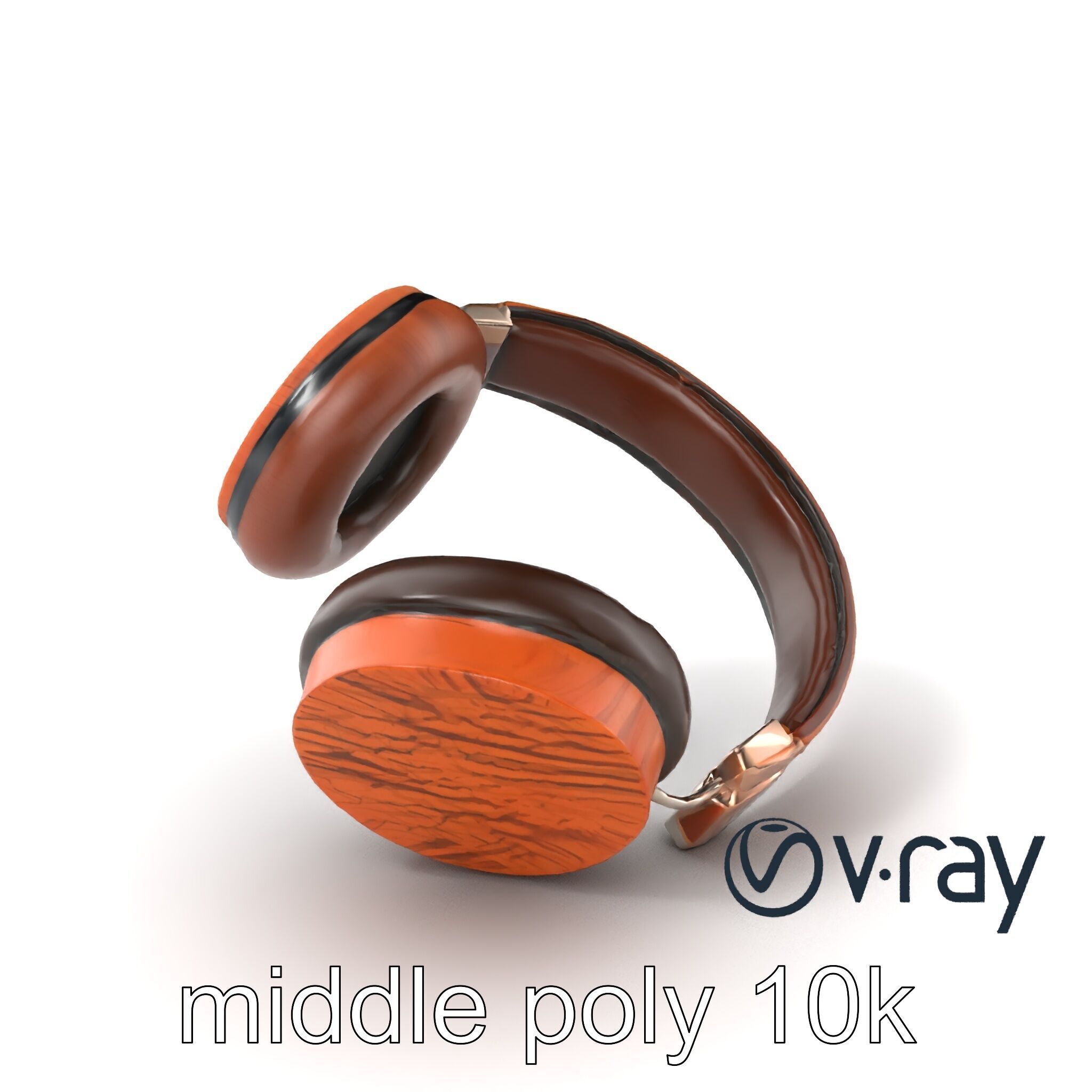 Artisan Crafted Wooden Headphones model pack Low-poly 3D model_3