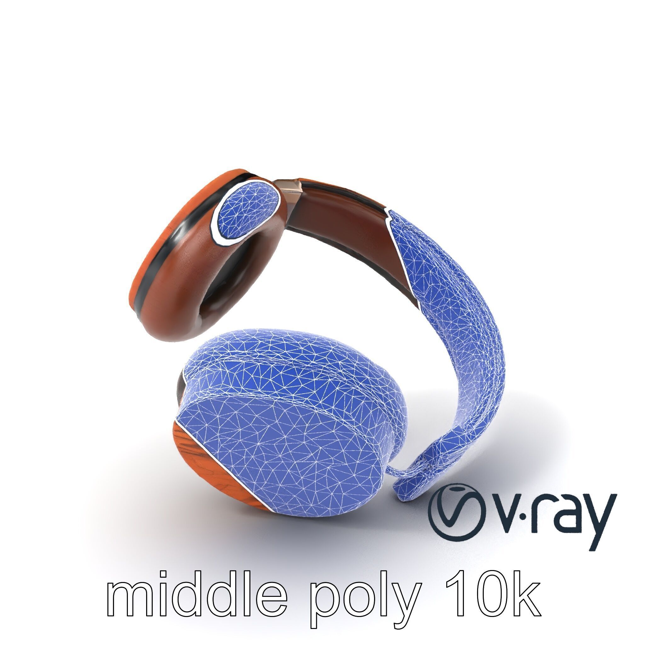Artisan Crafted Wooden Headphones model pack Low-poly 3D model_9