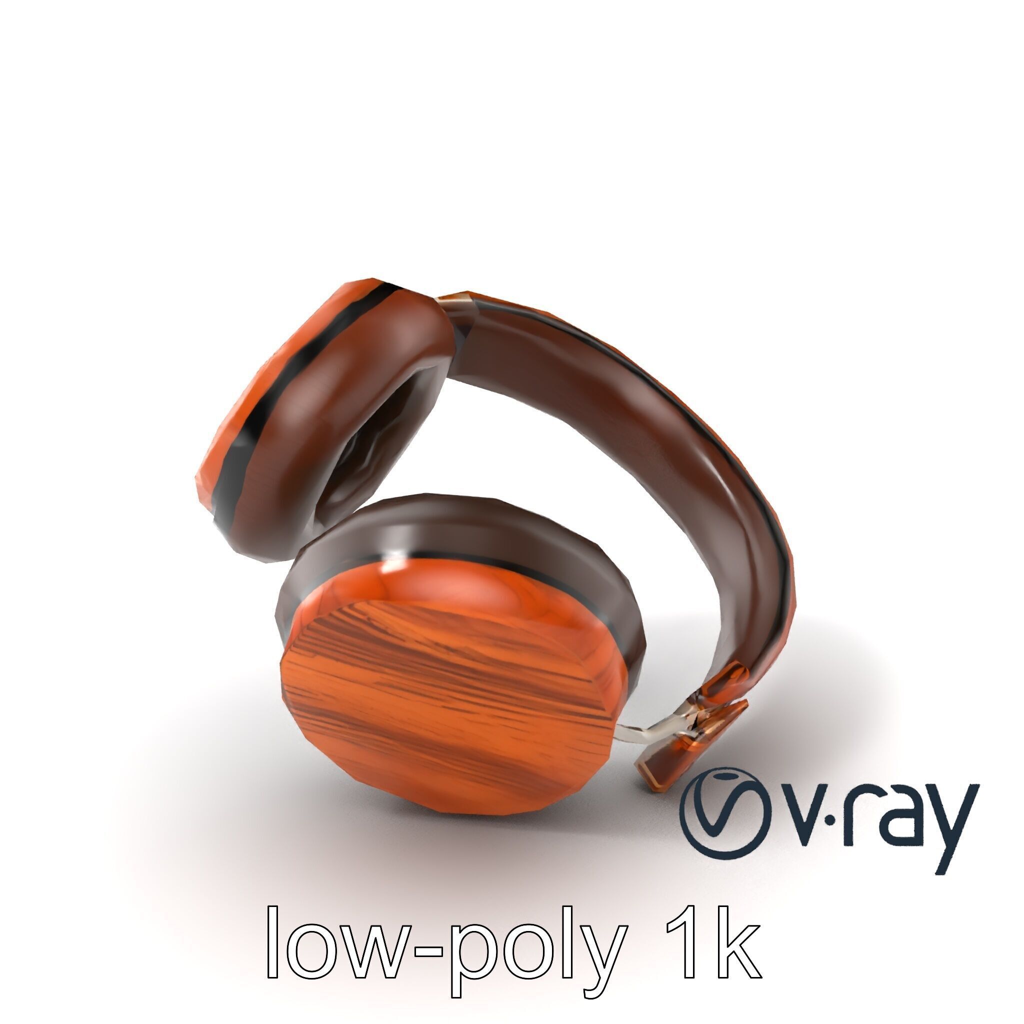 Artisan Crafted Wooden Headphones model pack Low-poly 3D model_2