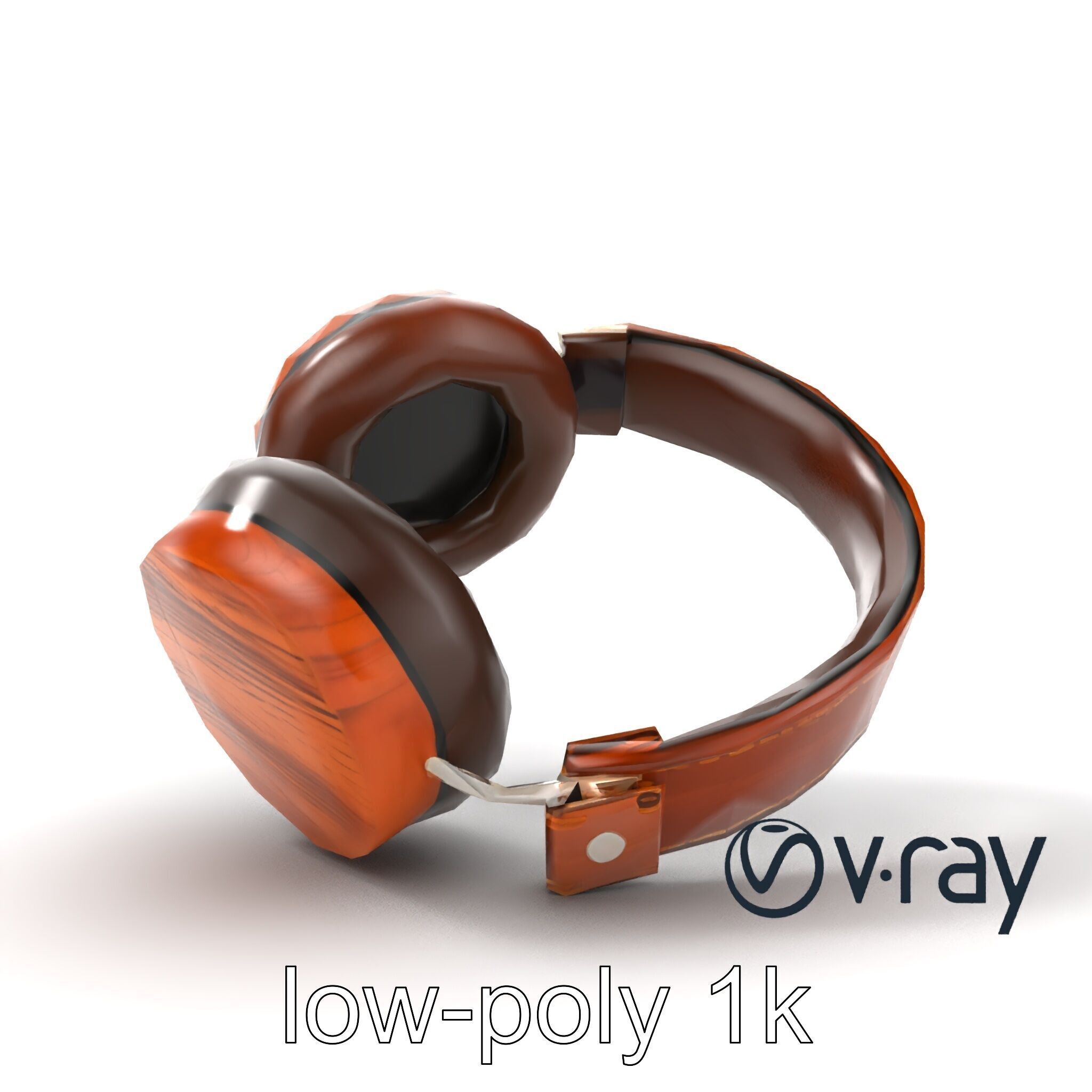 Artisan Crafted Wooden Headphones model pack Low-poly 3D model_17