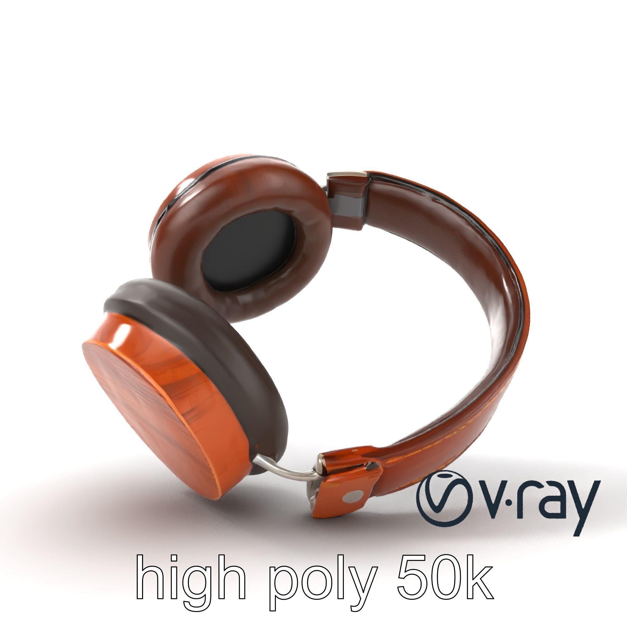 Artisan Crafted Wooden Headphones model pack Low-poly 3D model_24