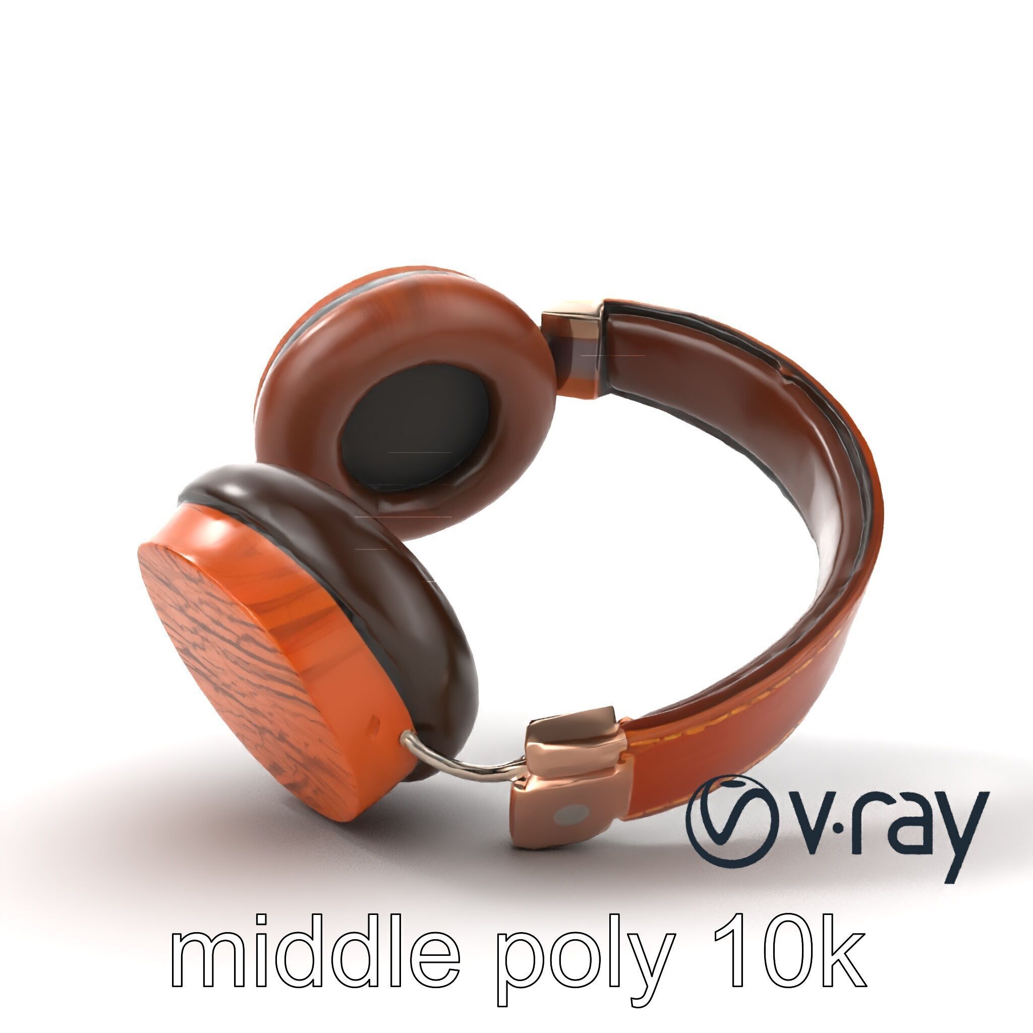 Artisan Crafted Wooden Headphones model pack Low-poly 3D model_21