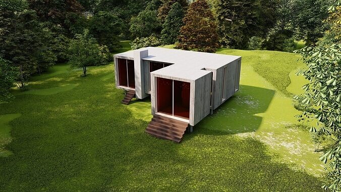 Forest villa-Casa Scene-Modern Villa 3D model 6