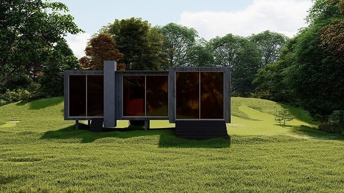 Forest villa-Casa Scene-Modern Villa 3D model 4