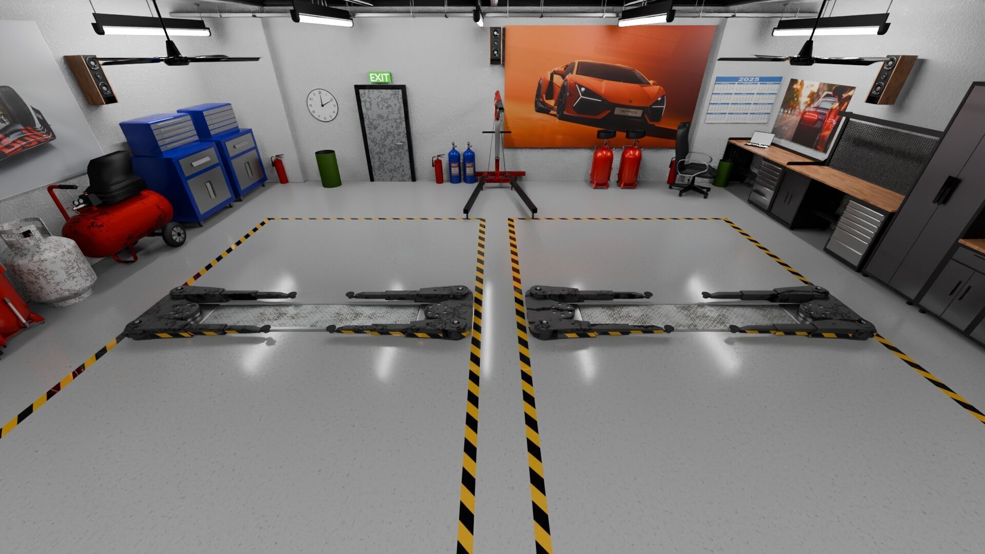 Garage Rigged Animated 3D model_3