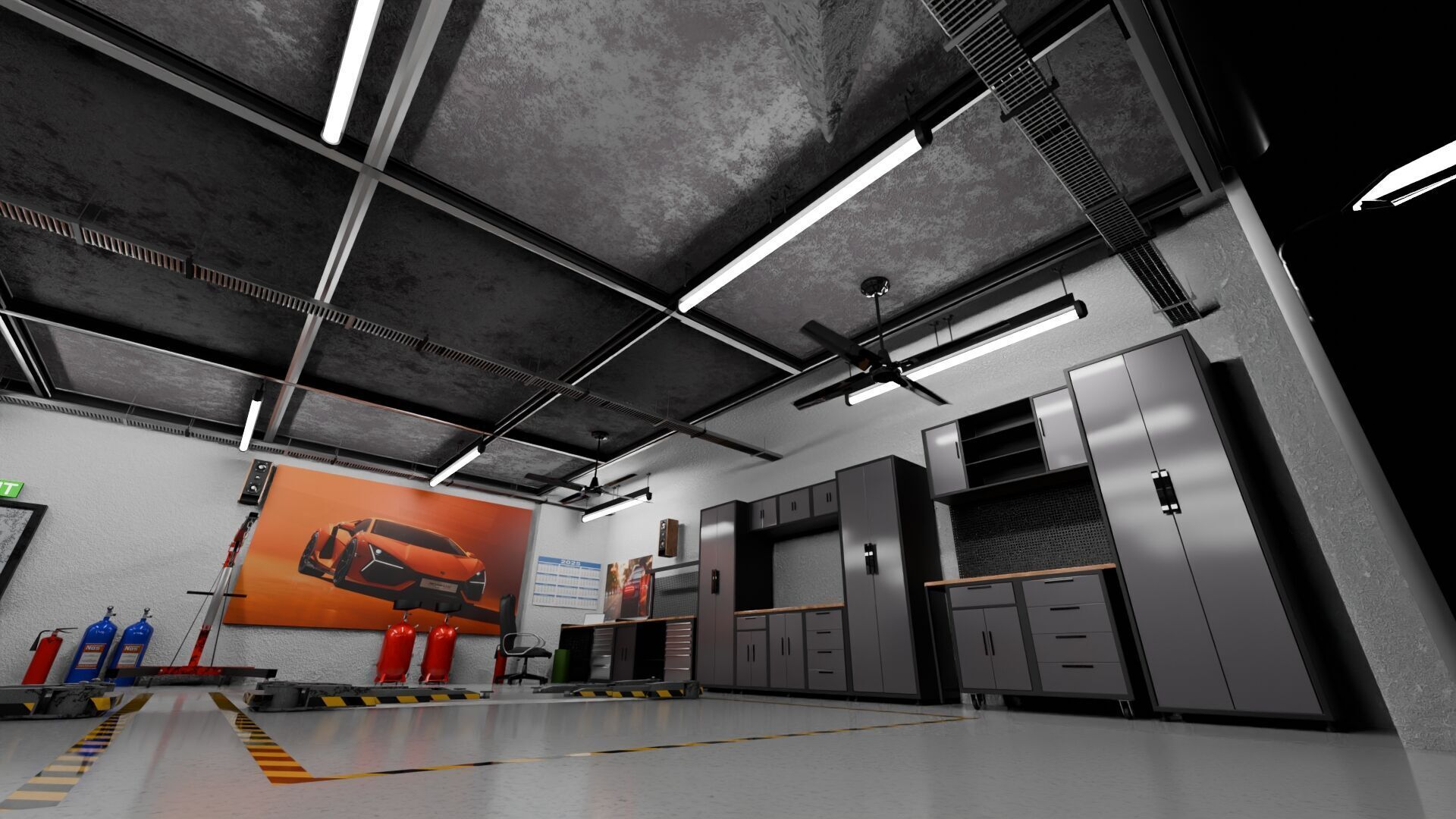 Garage Rigged Animated 3D model_2