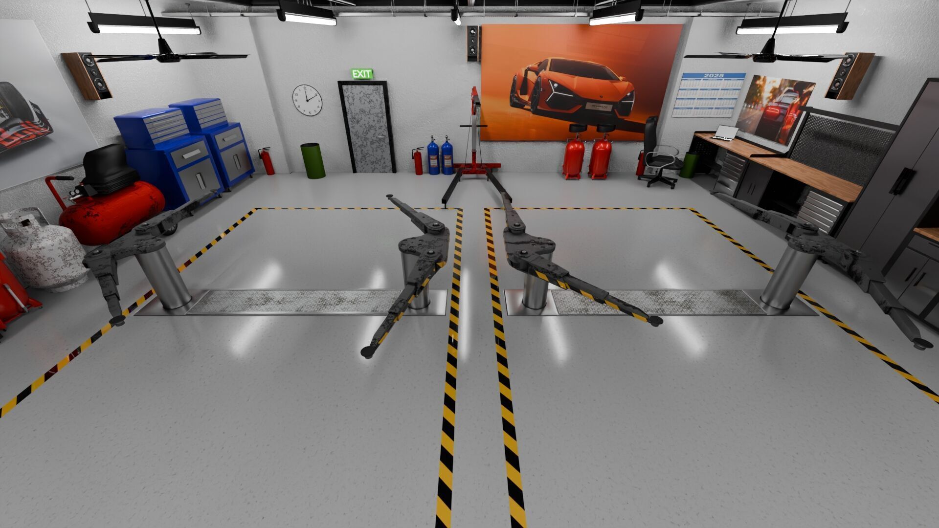Garage Rigged Animated 3D model_5