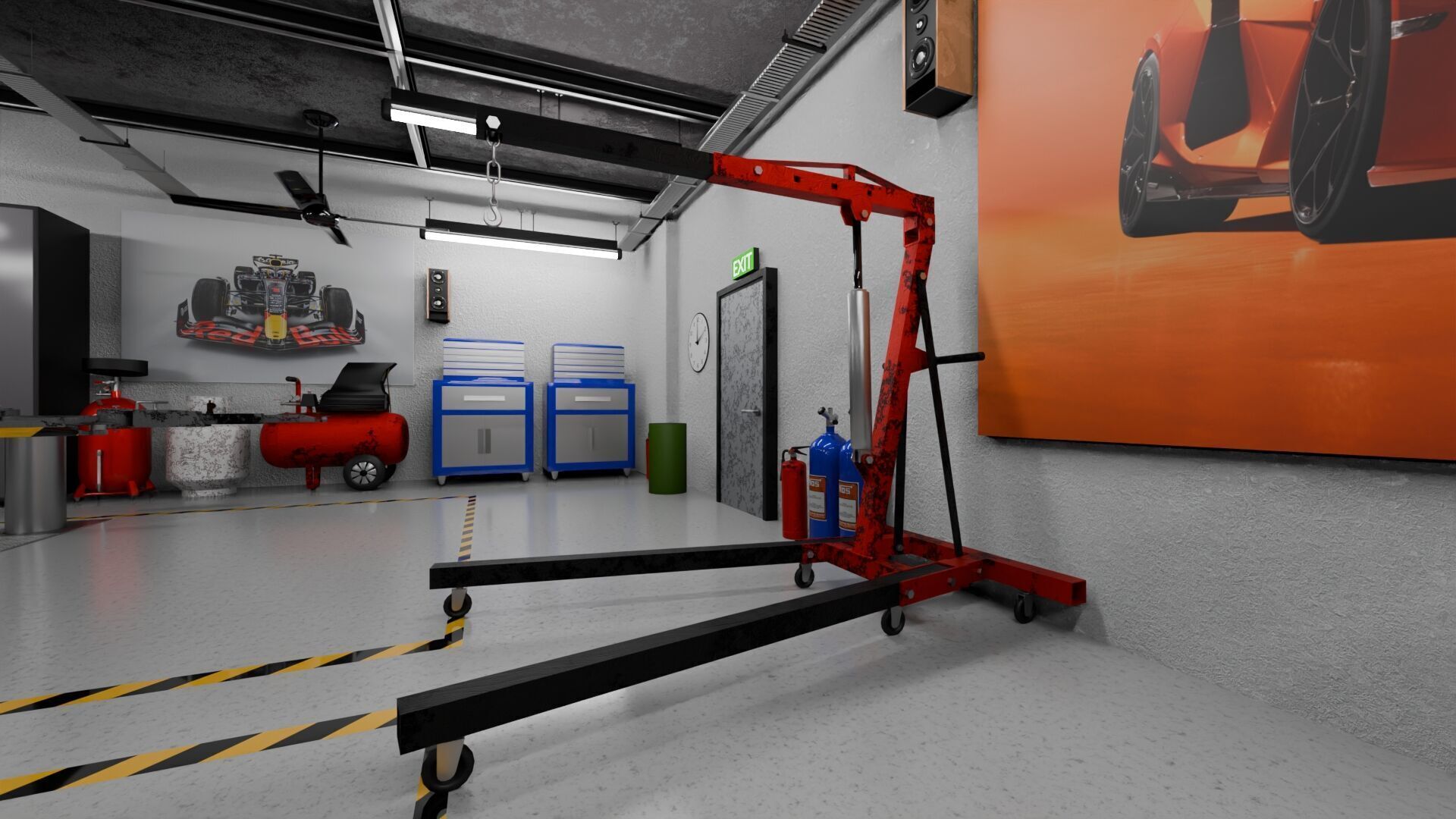 Garage Rigged Animated 3D model_6