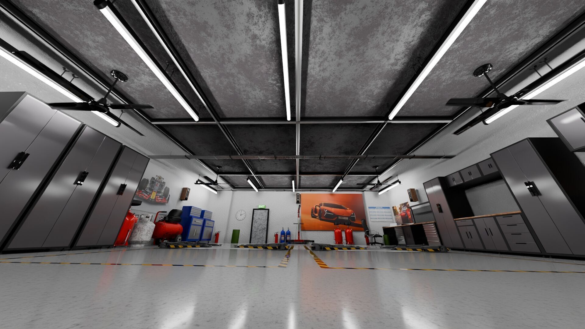 Garage Rigged Animated 3D model_1