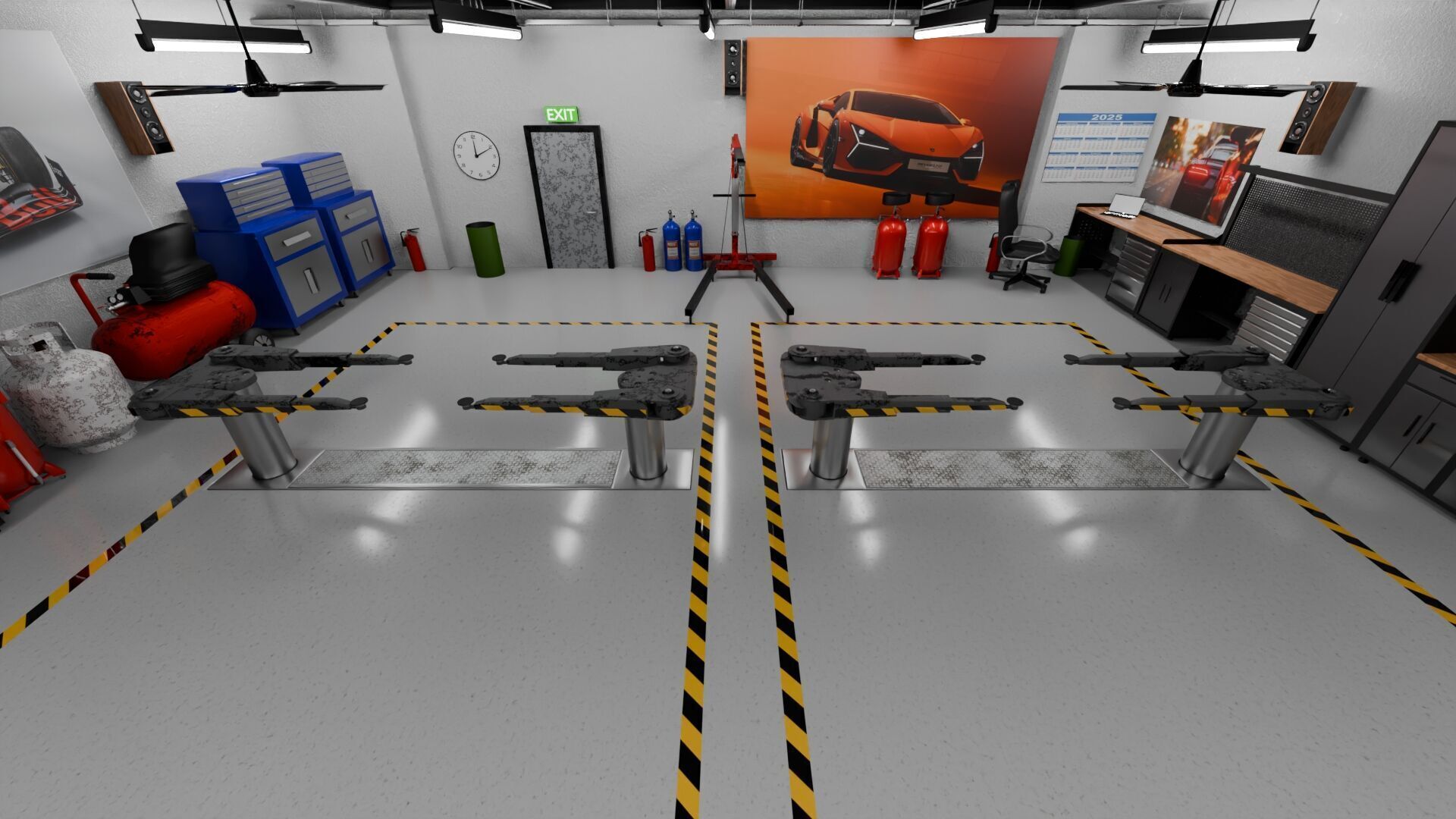 Garage Rigged Animated 3D model_4