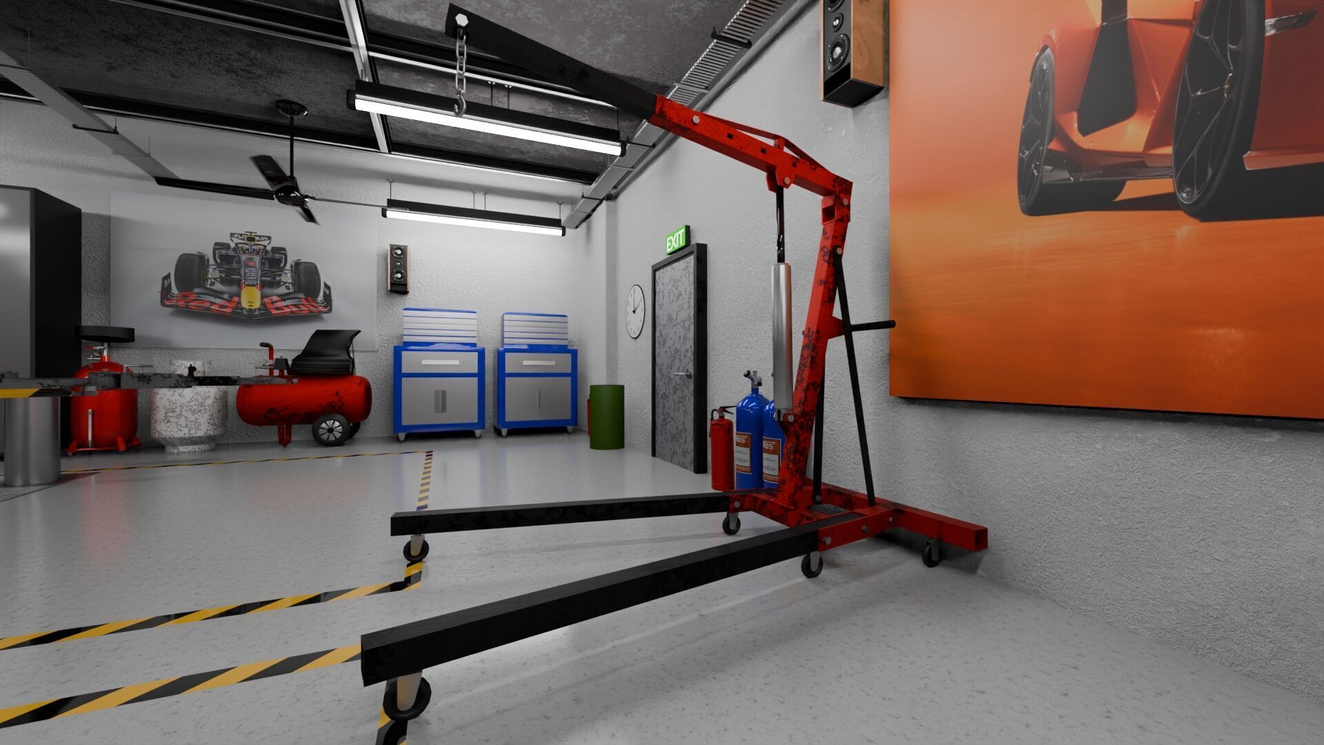 Garage Rigged Animated 3D model_7