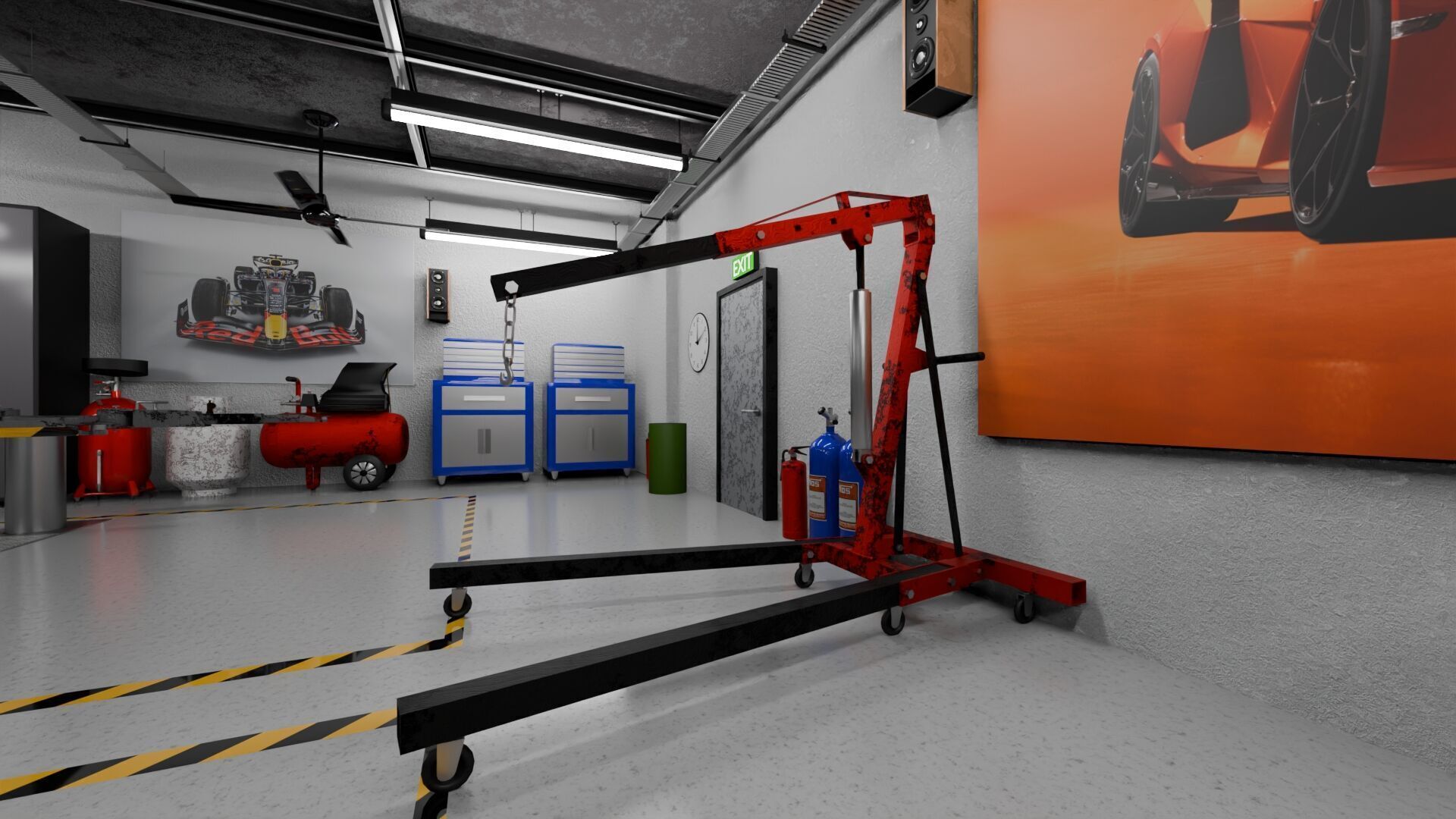 Garage Rigged Animated 3D model_8