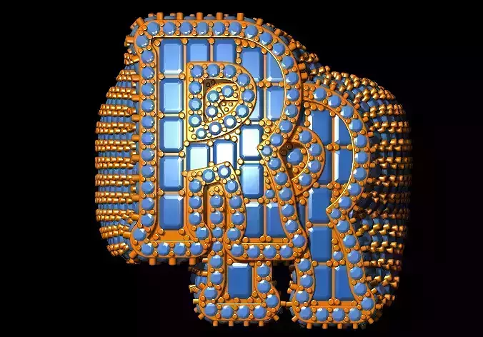 Custom Initial RR Letter Championship Ring - 3D CAD Model