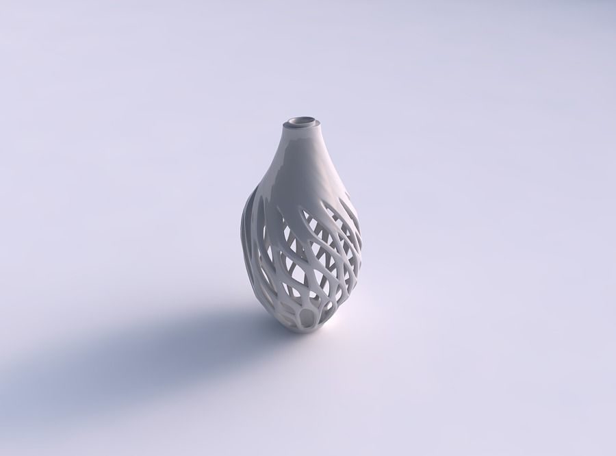 Vase drop shaped tapered with smooth cuts and extruded top wa... 3D print model_0