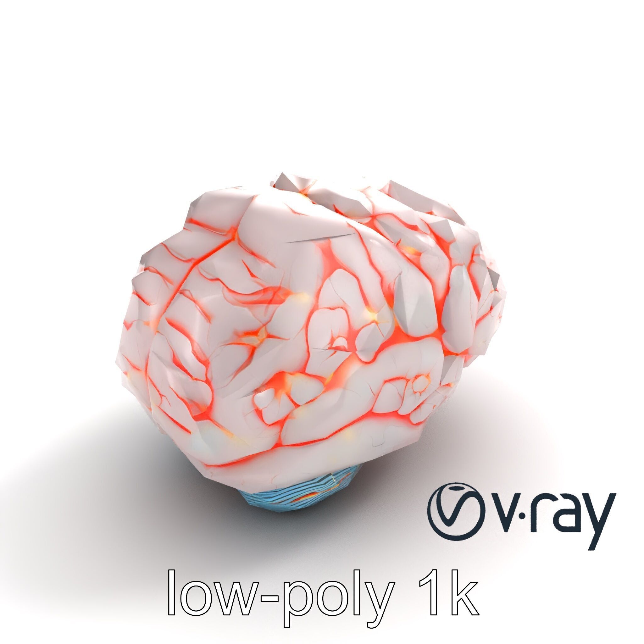 Glowing Stylized Brain Design model pack Low-poly 3D model_10