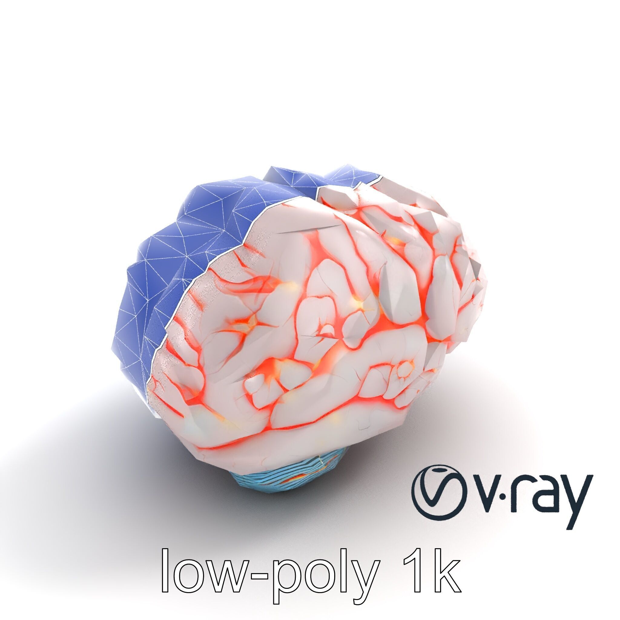 Glowing Stylized Brain Design model pack Low-poly 3D model_13