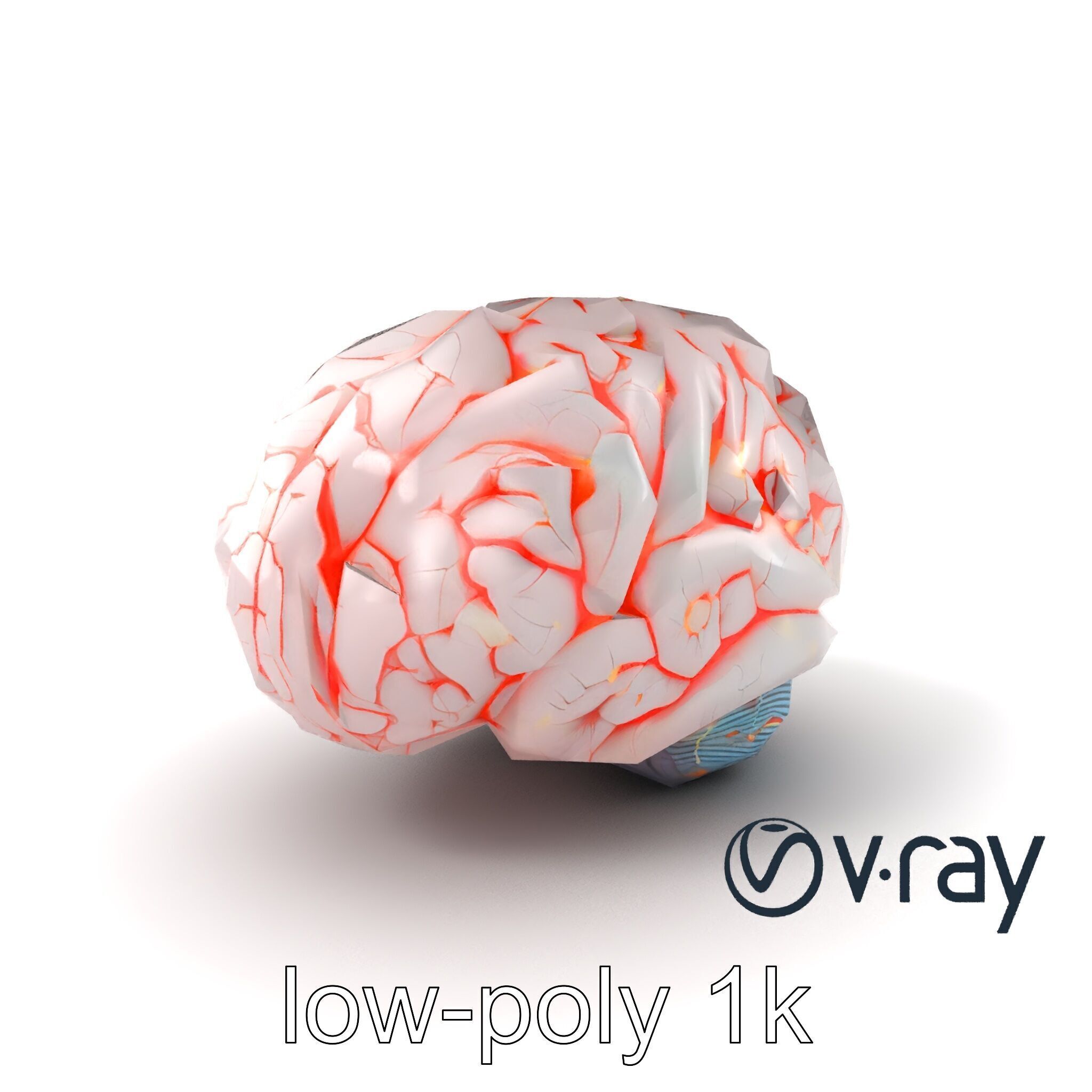 Glowing Stylized Brain Design model pack Low-poly 3D model_2
