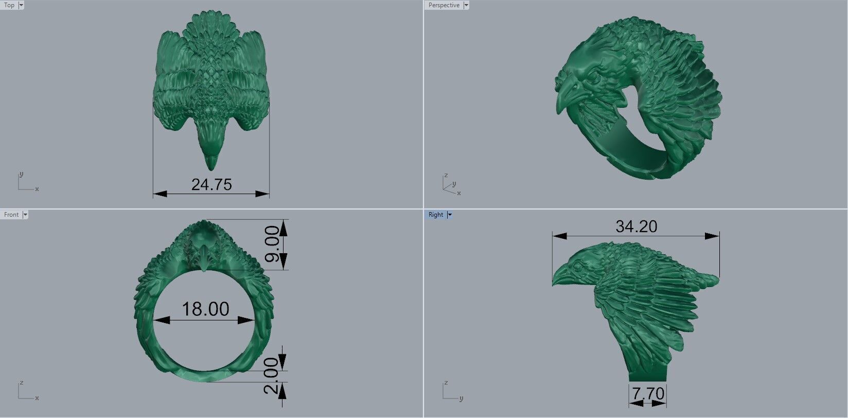Crow Ring 3D print model_8
