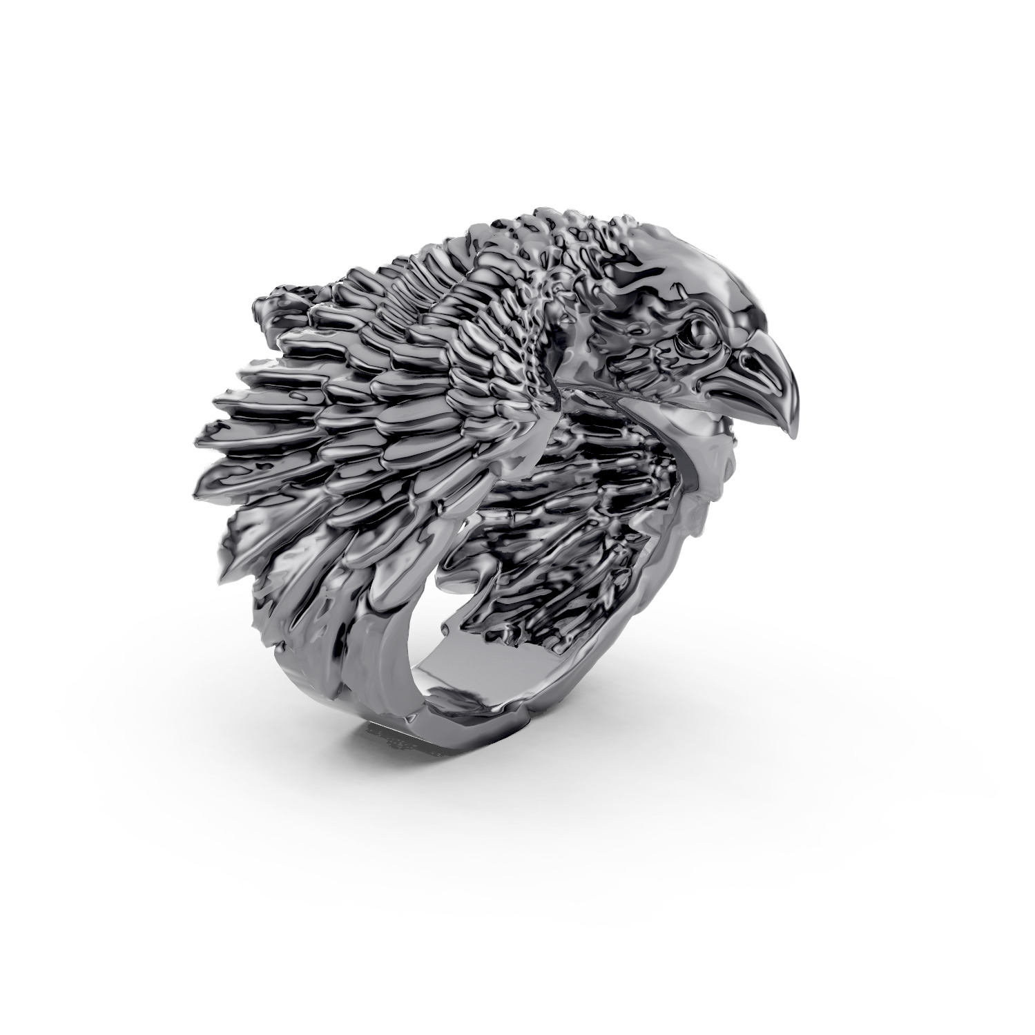 Crow Ring 3D print model_7