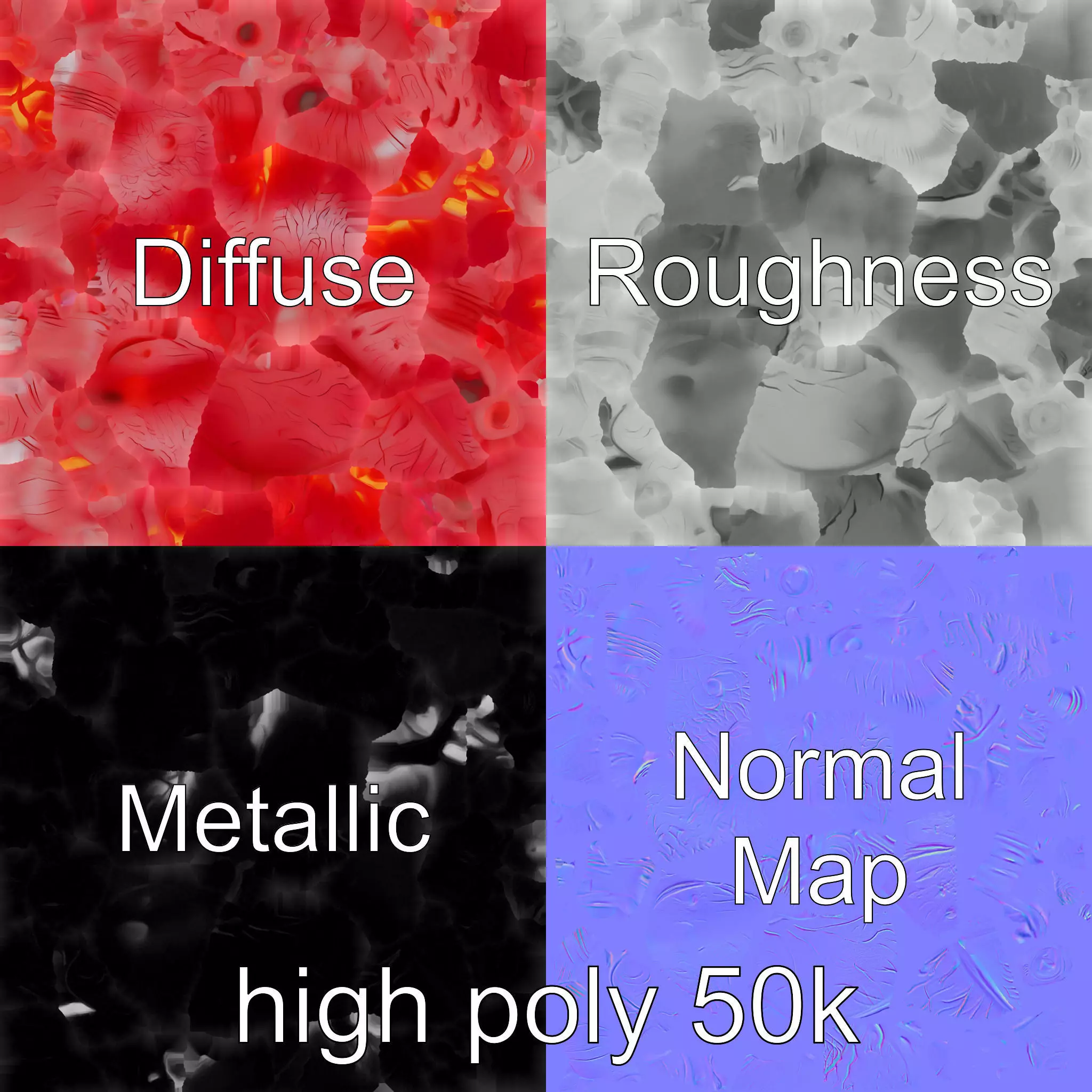 Stylized Glowing Heart Artistic model pack Low-poly 3D model_0