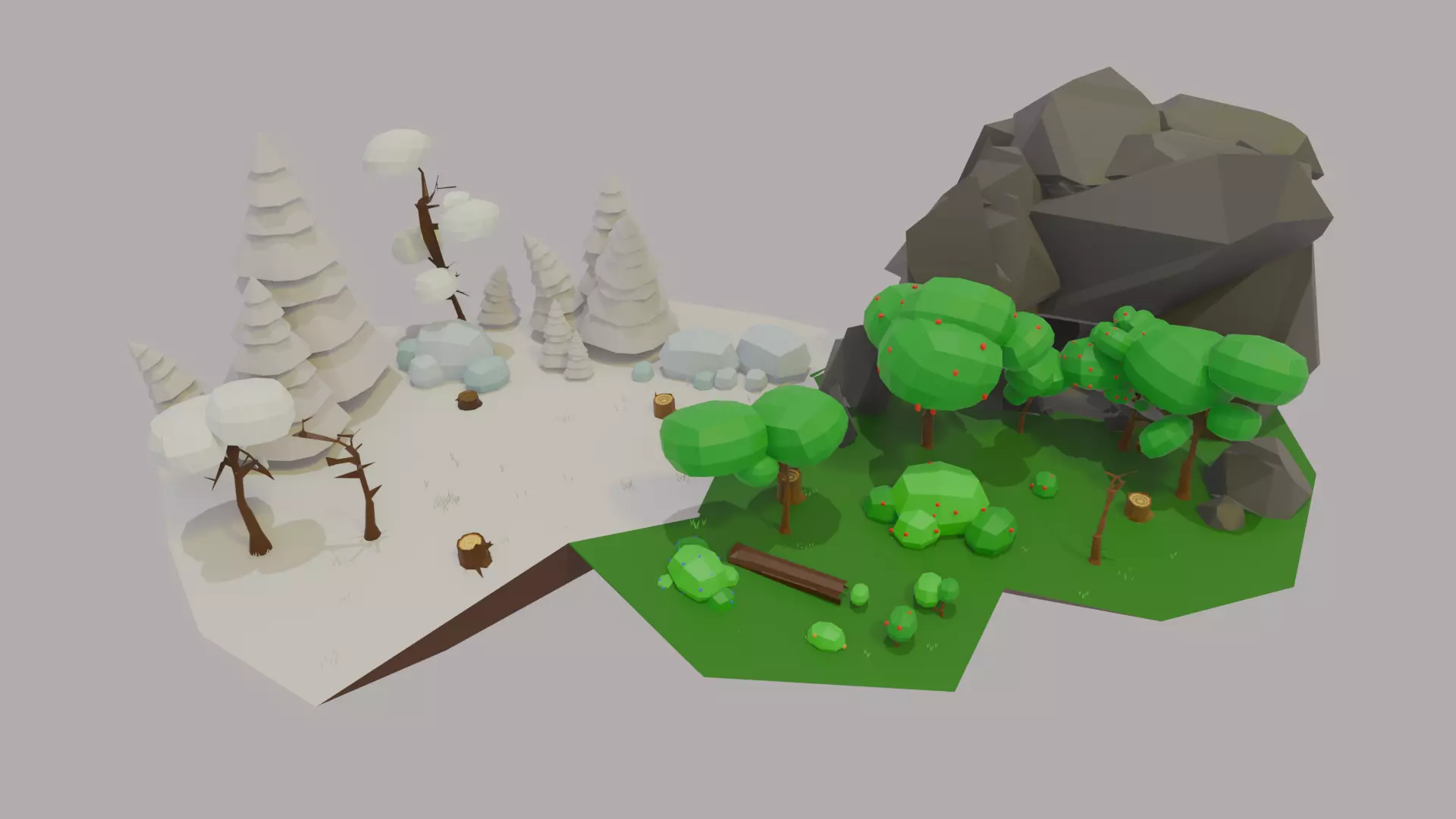 A large collection that consists of 124 objects Low-poly 3D model_0