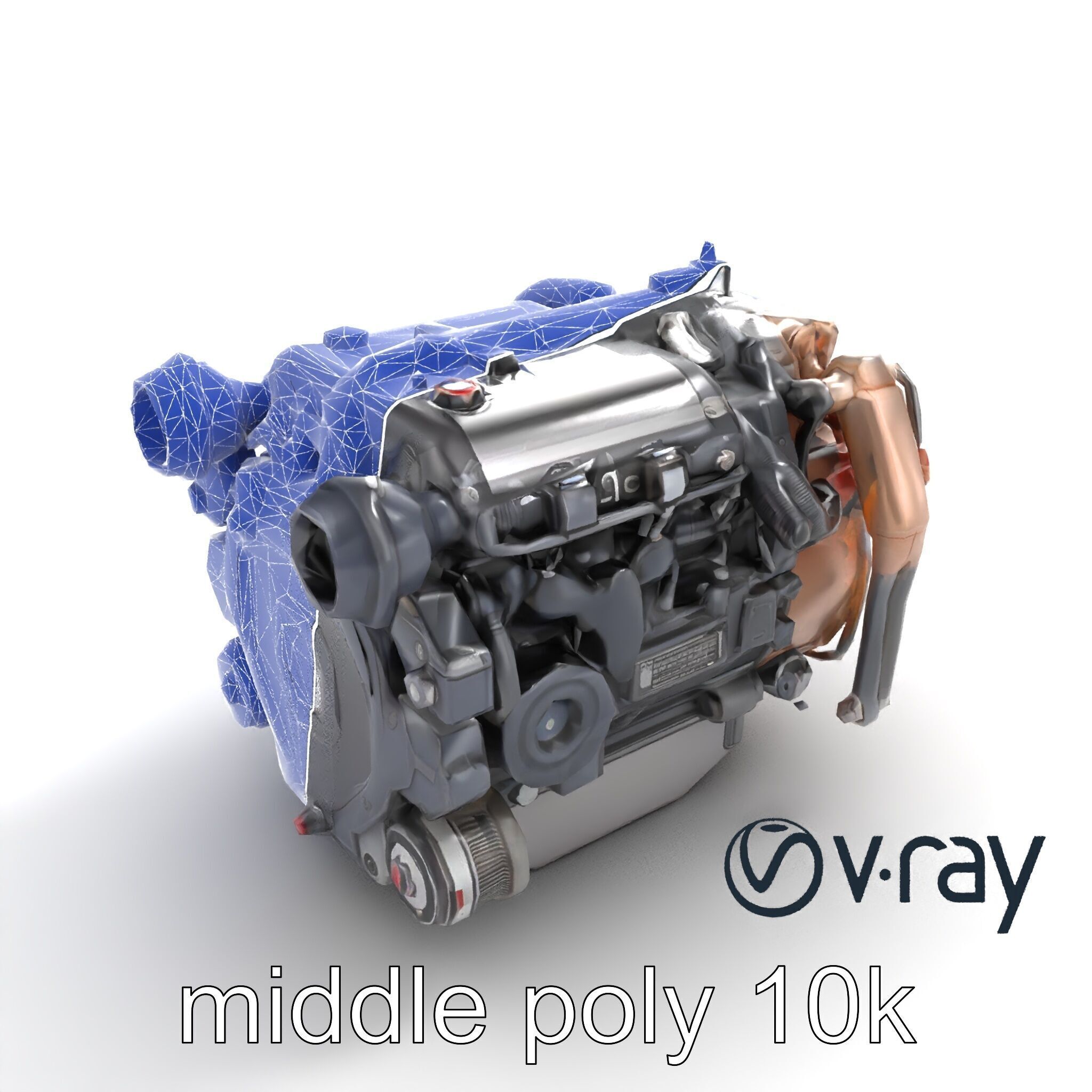 Diesel Inline-4 Engine Model Pack with Detailed Turbo Features Low-poly 3D model_23