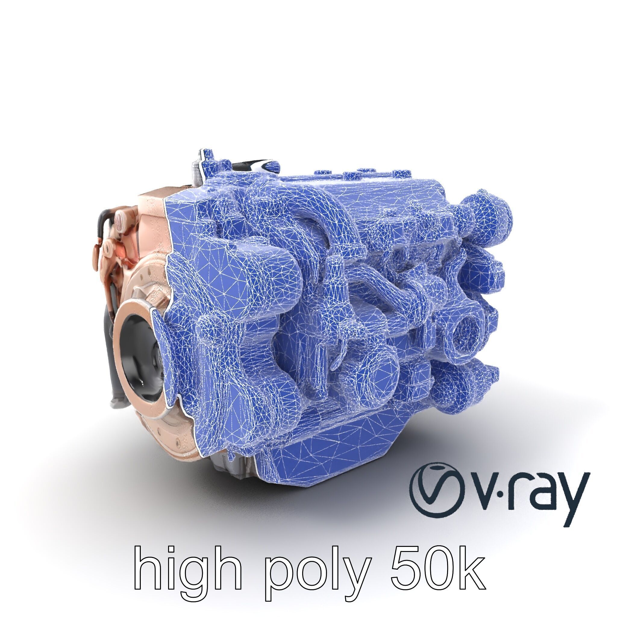 Diesel Inline-4 Engine Model Pack with Detailed Turbo Features Low-poly 3D model_28