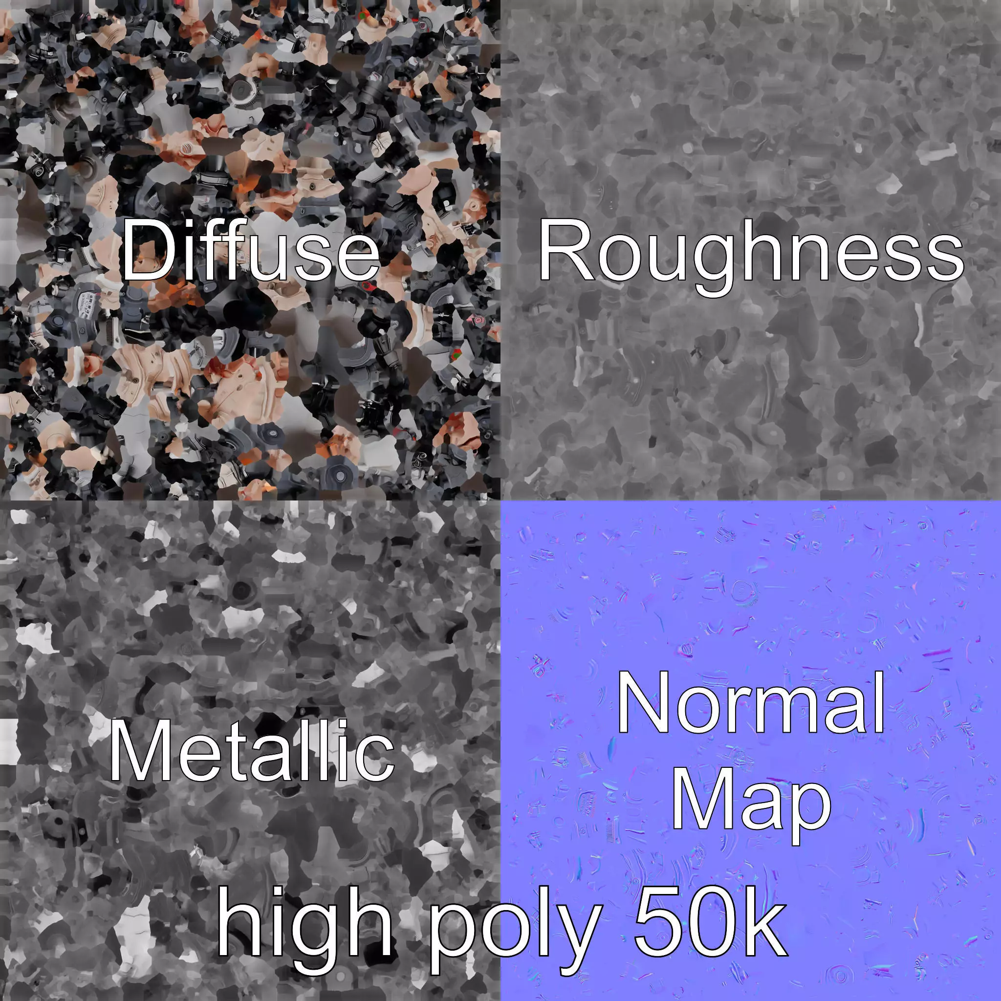 Diesel Inline-4 Engine Model Pack with Detailed Turbo Features Low-poly 3D model_0