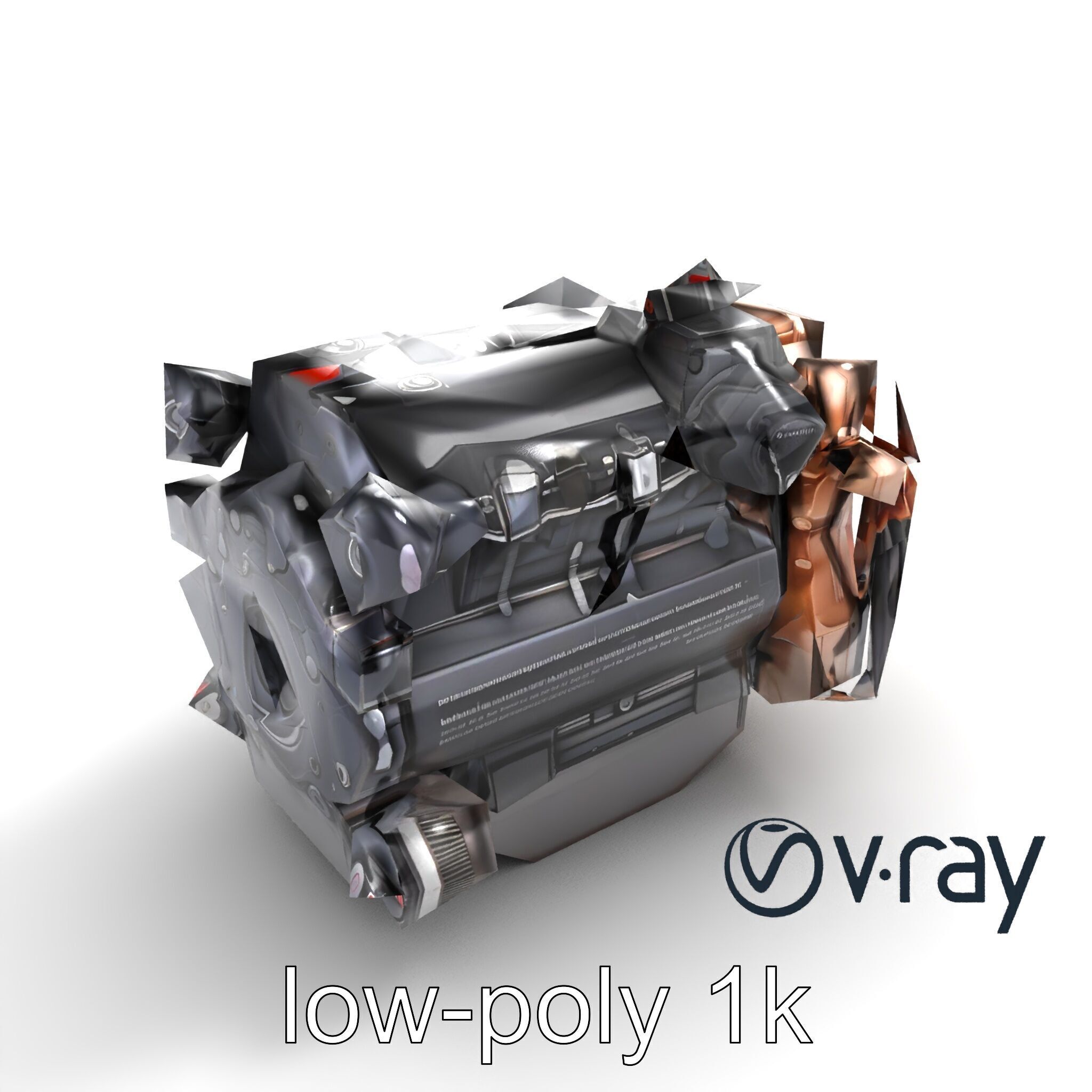 Diesel Inline-4 Engine Model Pack with Detailed Turbo Features Low-poly 3D model_7