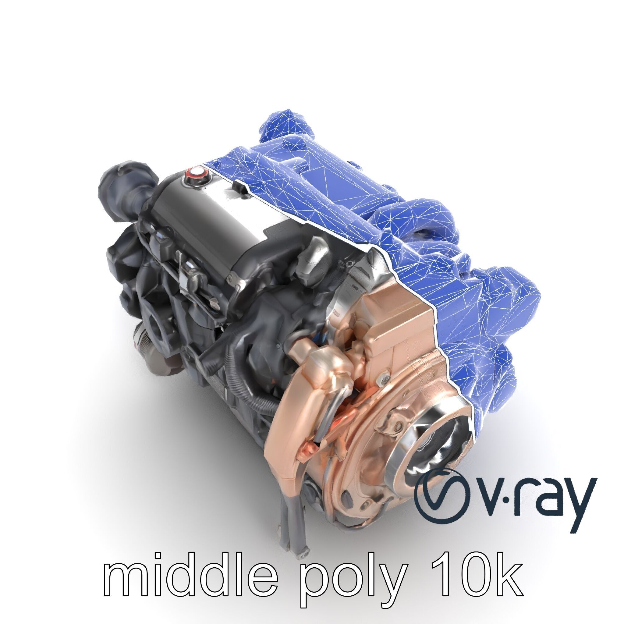 Diesel Inline-4 Engine Model Pack with Detailed Turbo Features Low-poly 3D model_22