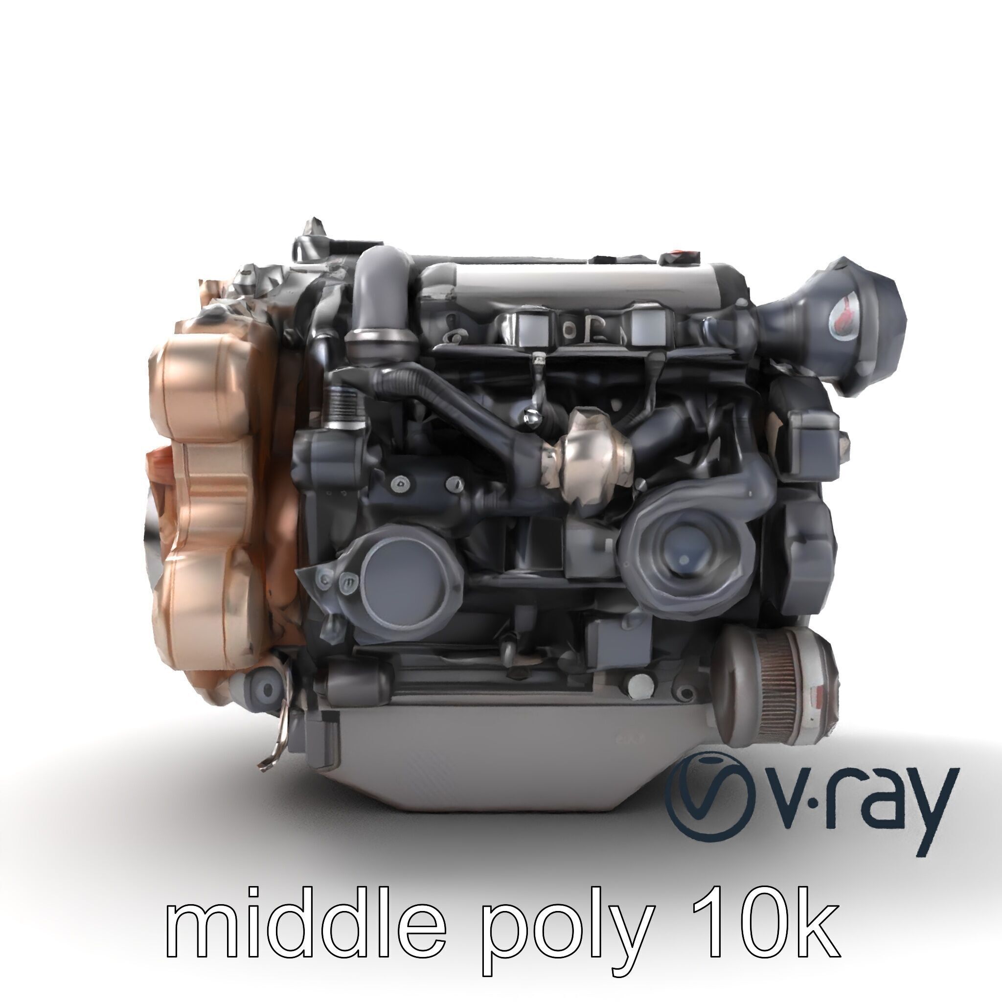 Diesel Inline-4 Engine Model Pack with Detailed Turbo Features Low-poly 3D model_15