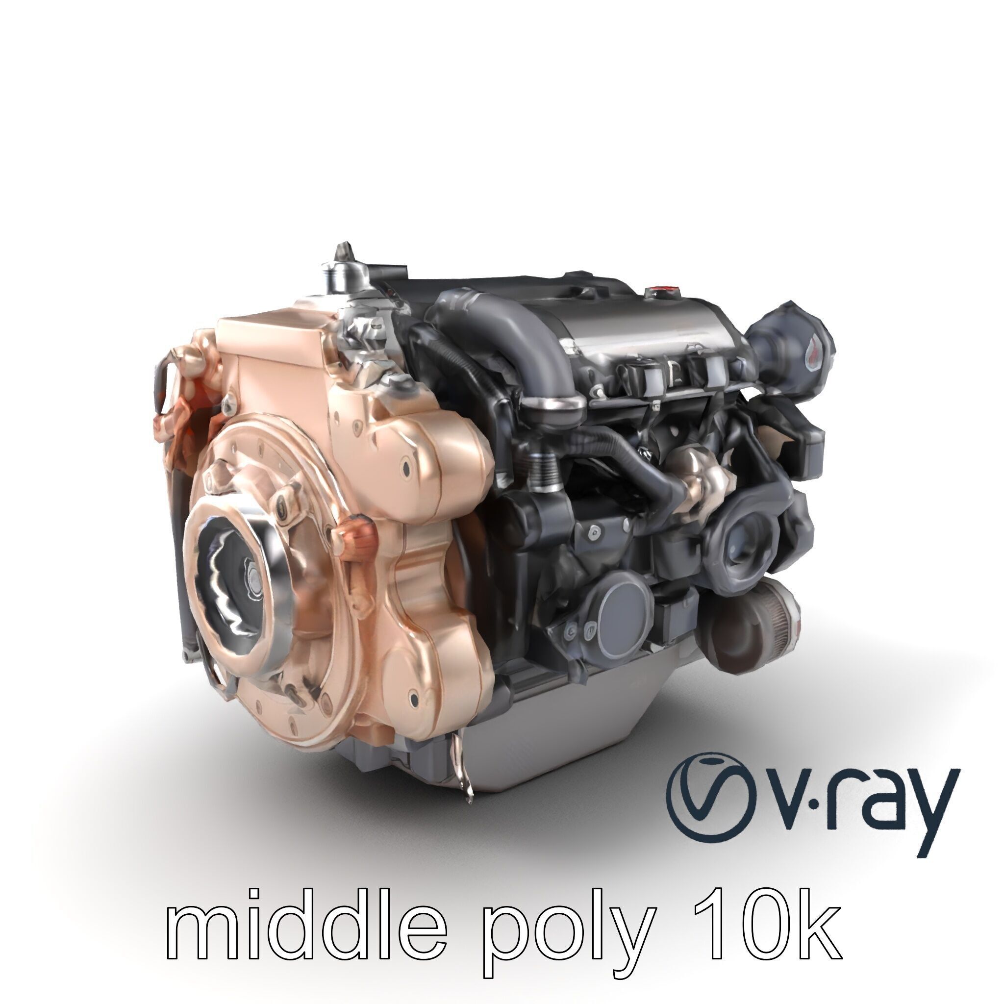 Diesel Inline-4 Engine Model Pack with Detailed Turbo Features Low-poly 3D model_3