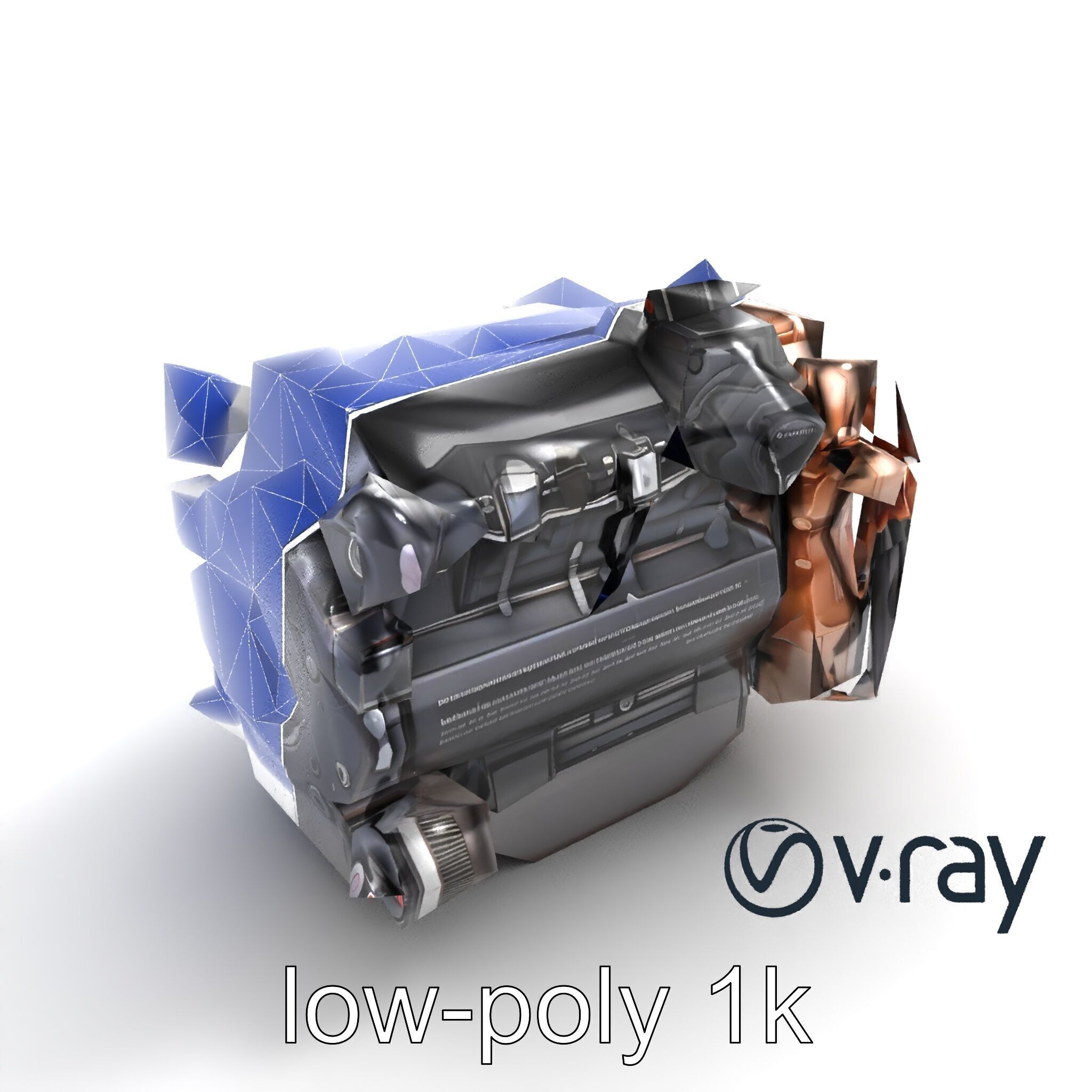 Diesel Inline-4 Engine Model Pack with Detailed Turbo Features Low-poly 3D model_25