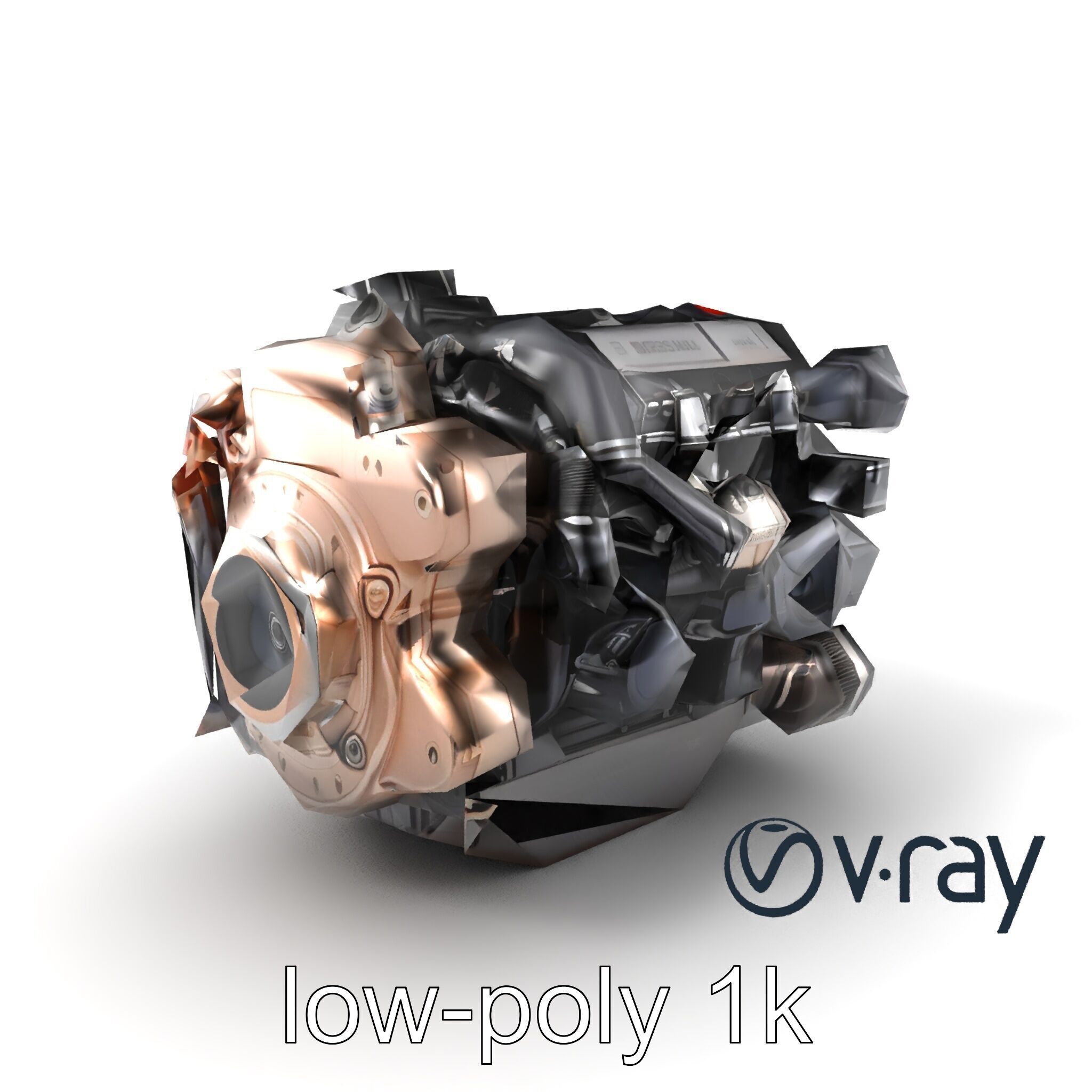 Diesel Inline-4 Engine Model Pack with Detailed Turbo Features Low-poly 3D model_2