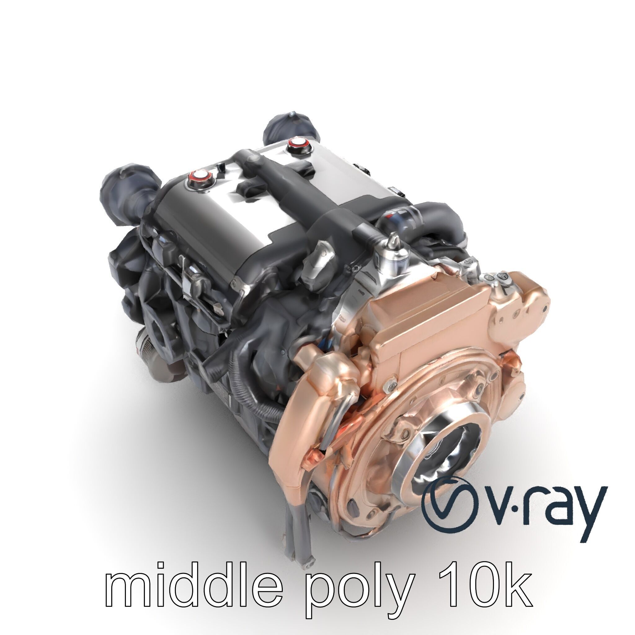 Diesel Inline-4 Engine Model Pack with Detailed Turbo Features Low-poly 3D model_17