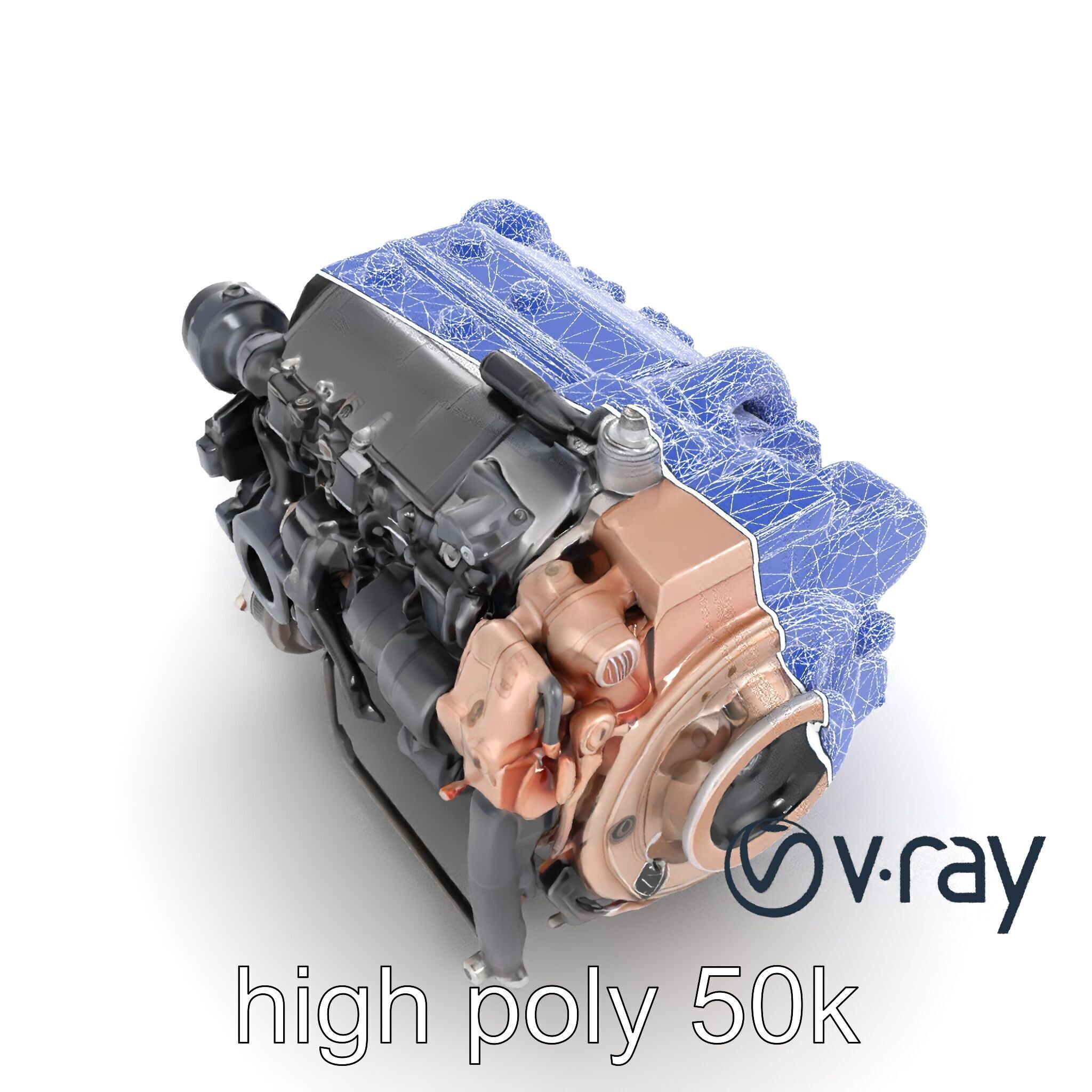 Diesel Inline-4 Engine Model Pack with Detailed Turbo Features Low-poly 3D model_32
