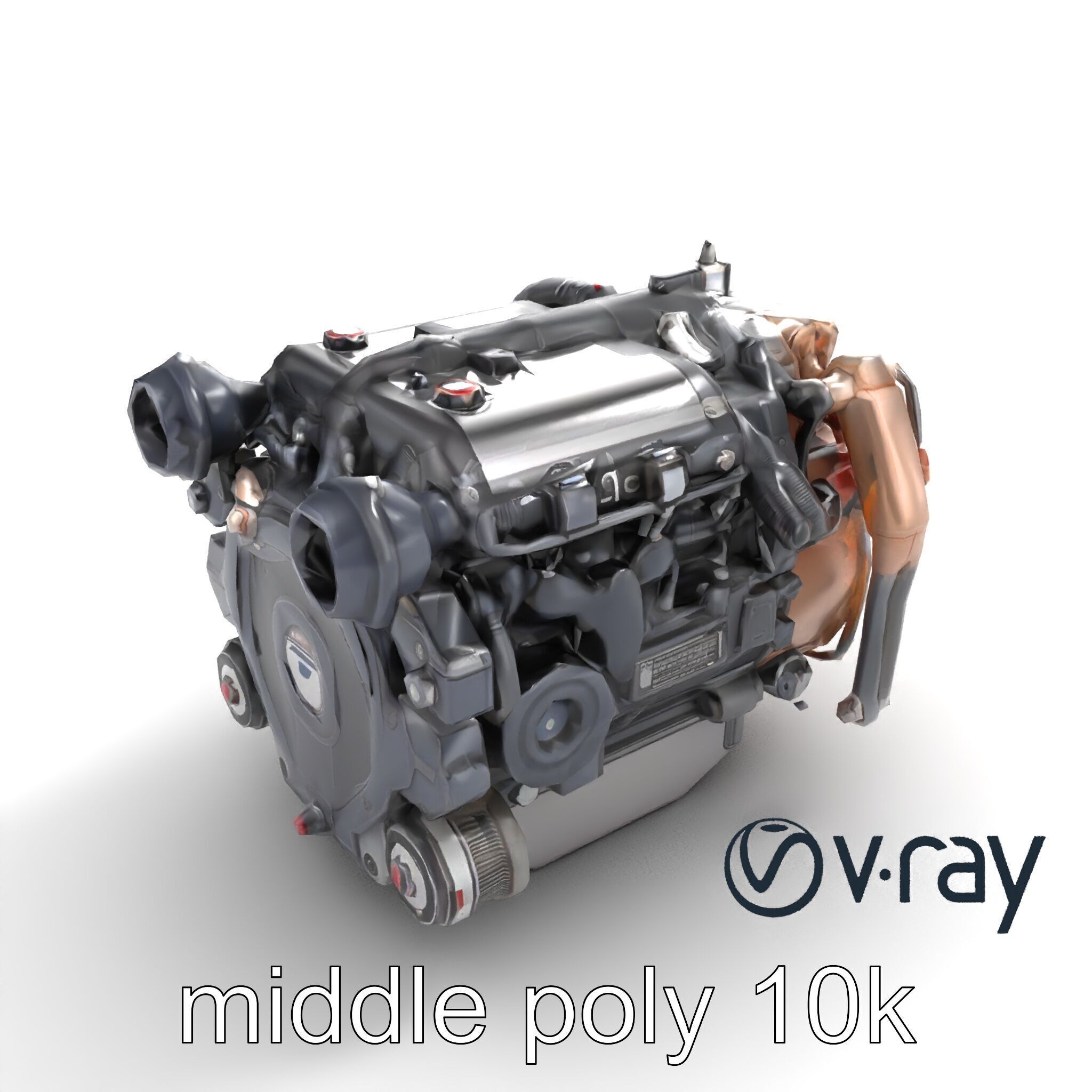 Diesel Inline-4 Engine Model Pack with Detailed Turbo Features Low-poly 3D model_9