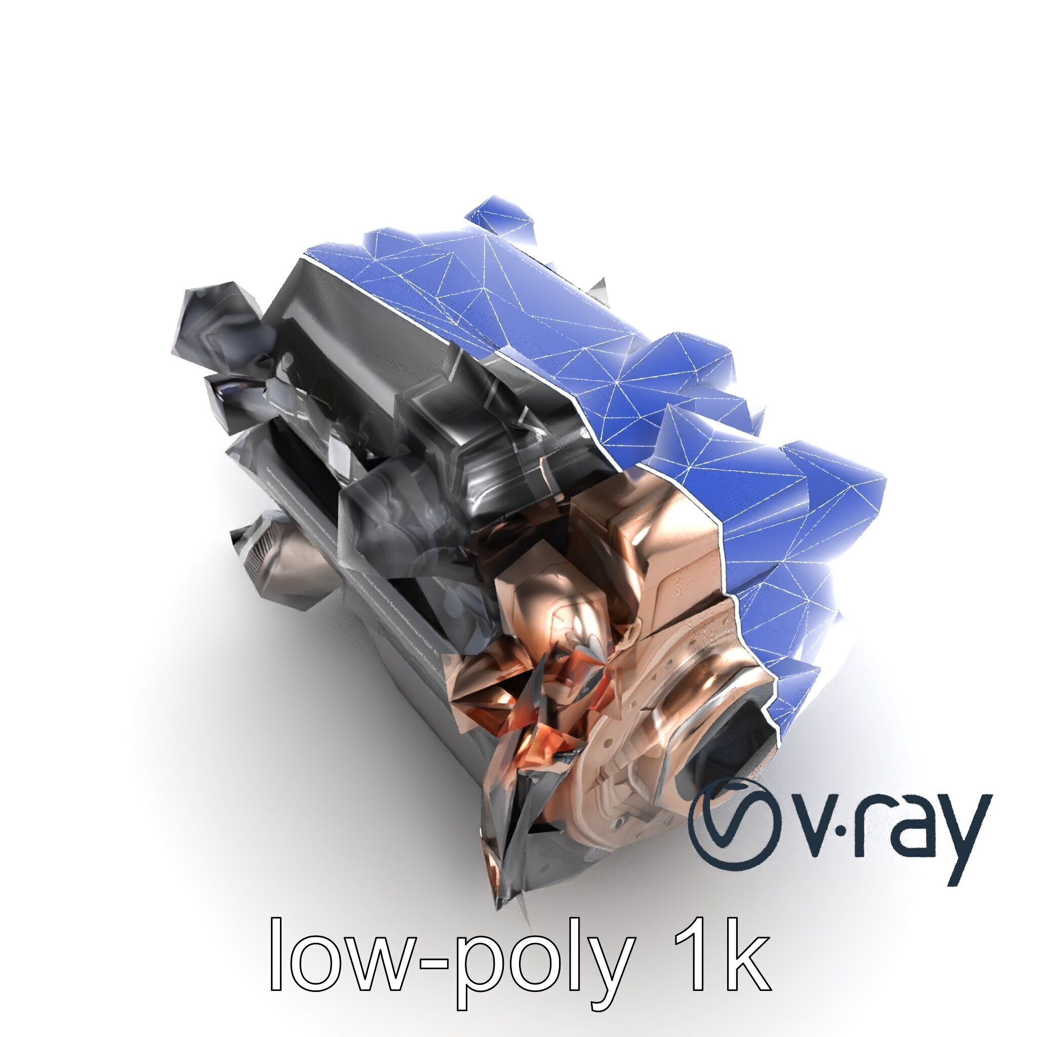 Diesel Inline-4 Engine Model Pack with Detailed Turbo Features Low-poly 3D model_16