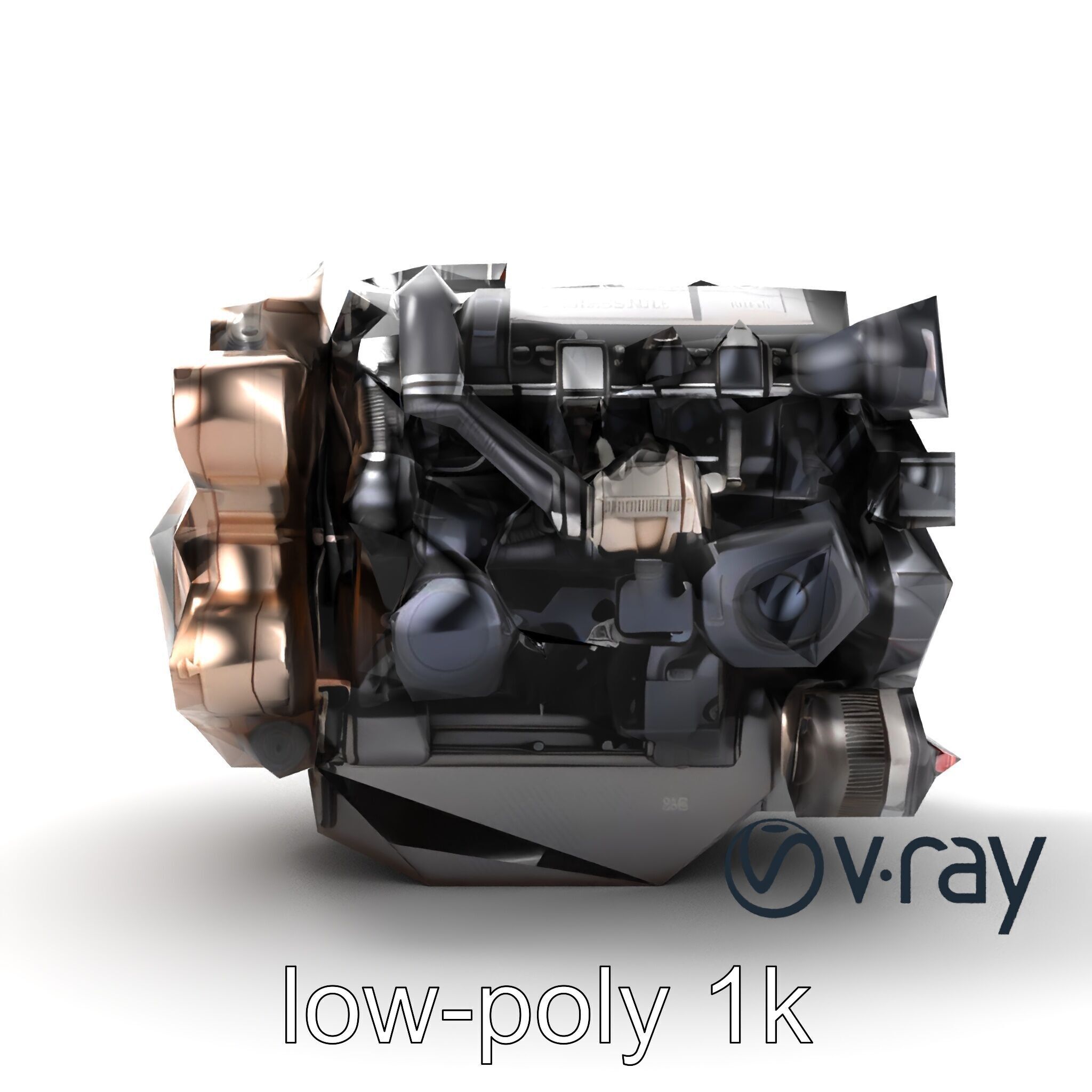Diesel Inline-4 Engine Model Pack with Detailed Turbo Features Low-poly 3D model_14