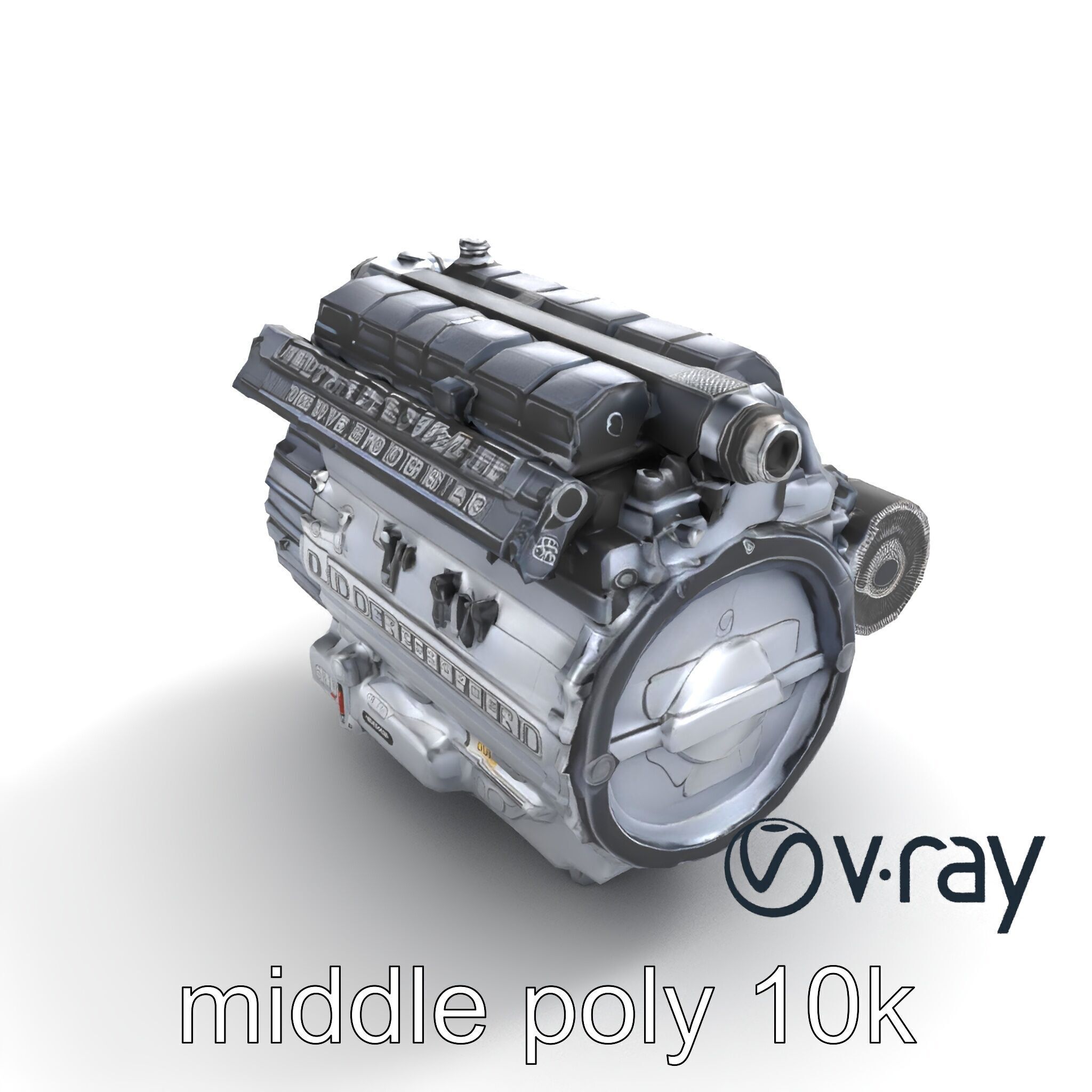 High-Precision Diesel V6 Engine Model Pack Low-poly 3D model_6