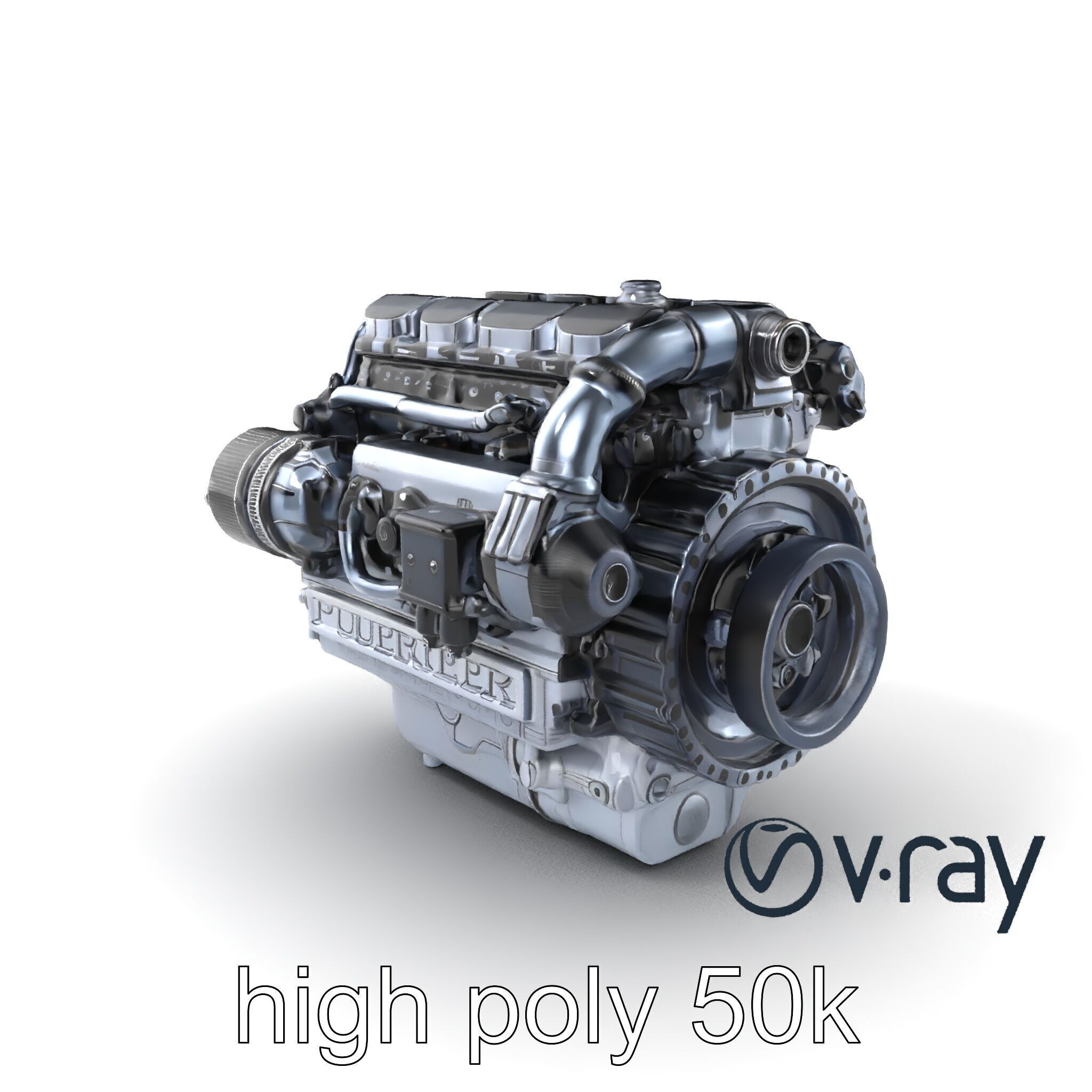 High-Precision Diesel V6 Engine Model Pack Low-poly 3D model_5