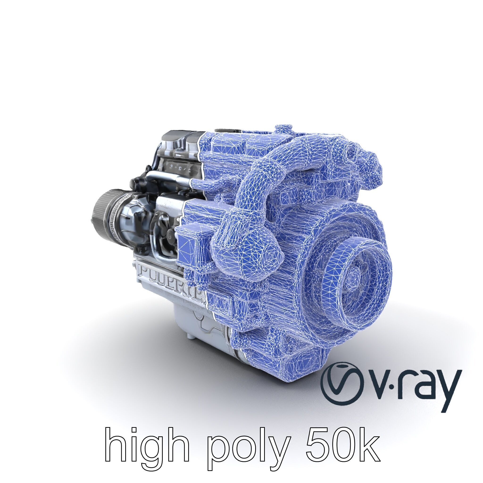 High-Precision Diesel V6 Engine Model Pack Low-poly 3D model_8