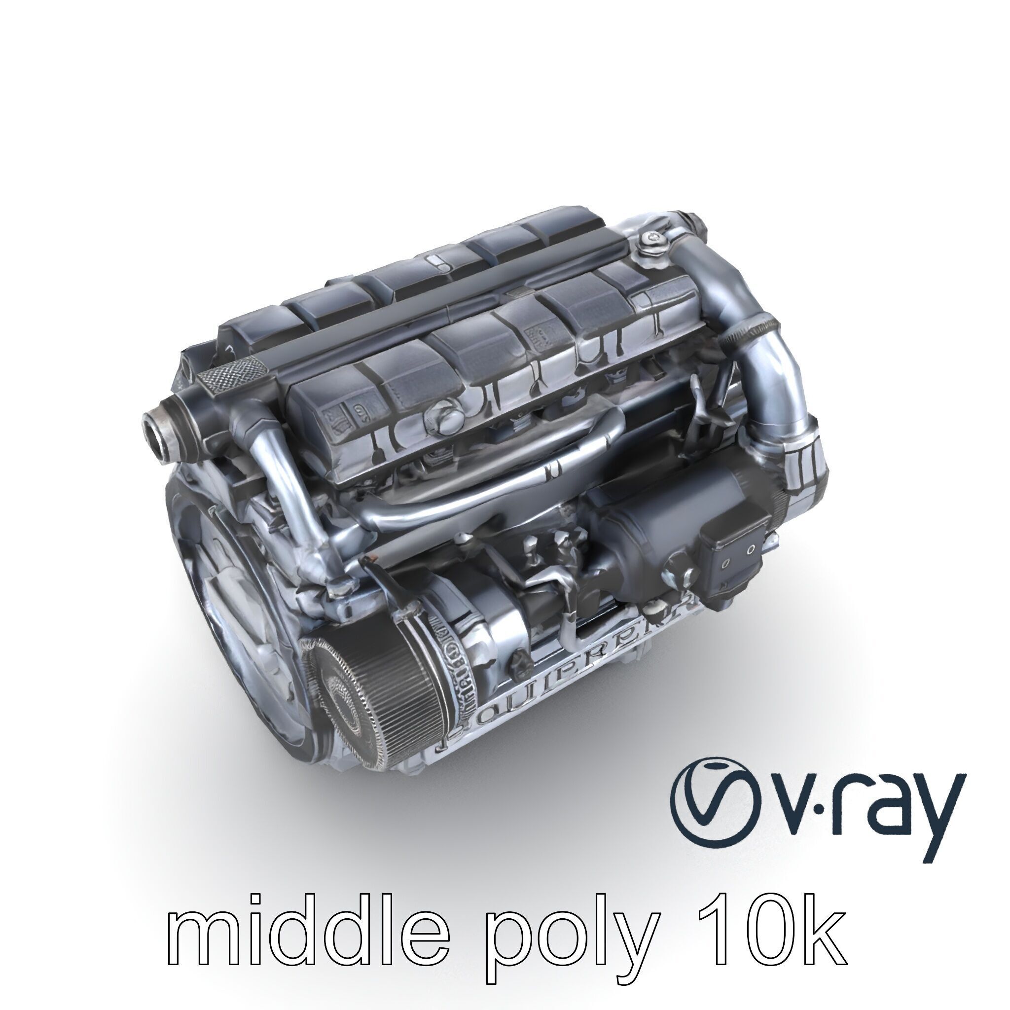 High-Precision Diesel V6 Engine Model Pack Low-poly 3D model_9