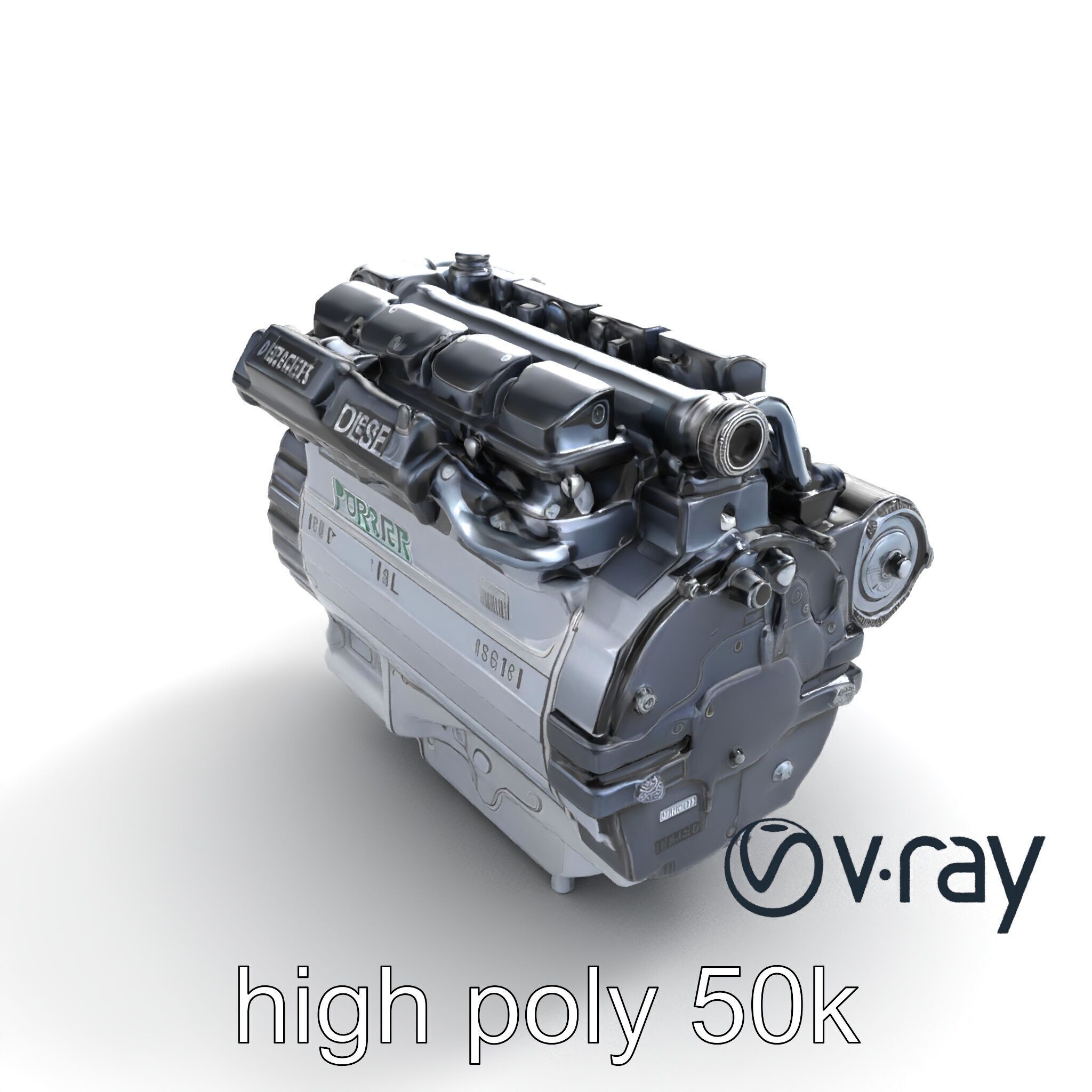 High-Precision Diesel V6 Engine Model Pack Low-poly 3D model_11